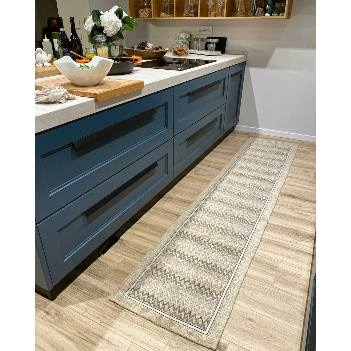 Immagine variante 57x115 cm - Tappeto Cucina Zig Zag Cammello Antiscivolo e Lavabile in Lavatrice | Pietro Zanetti Home