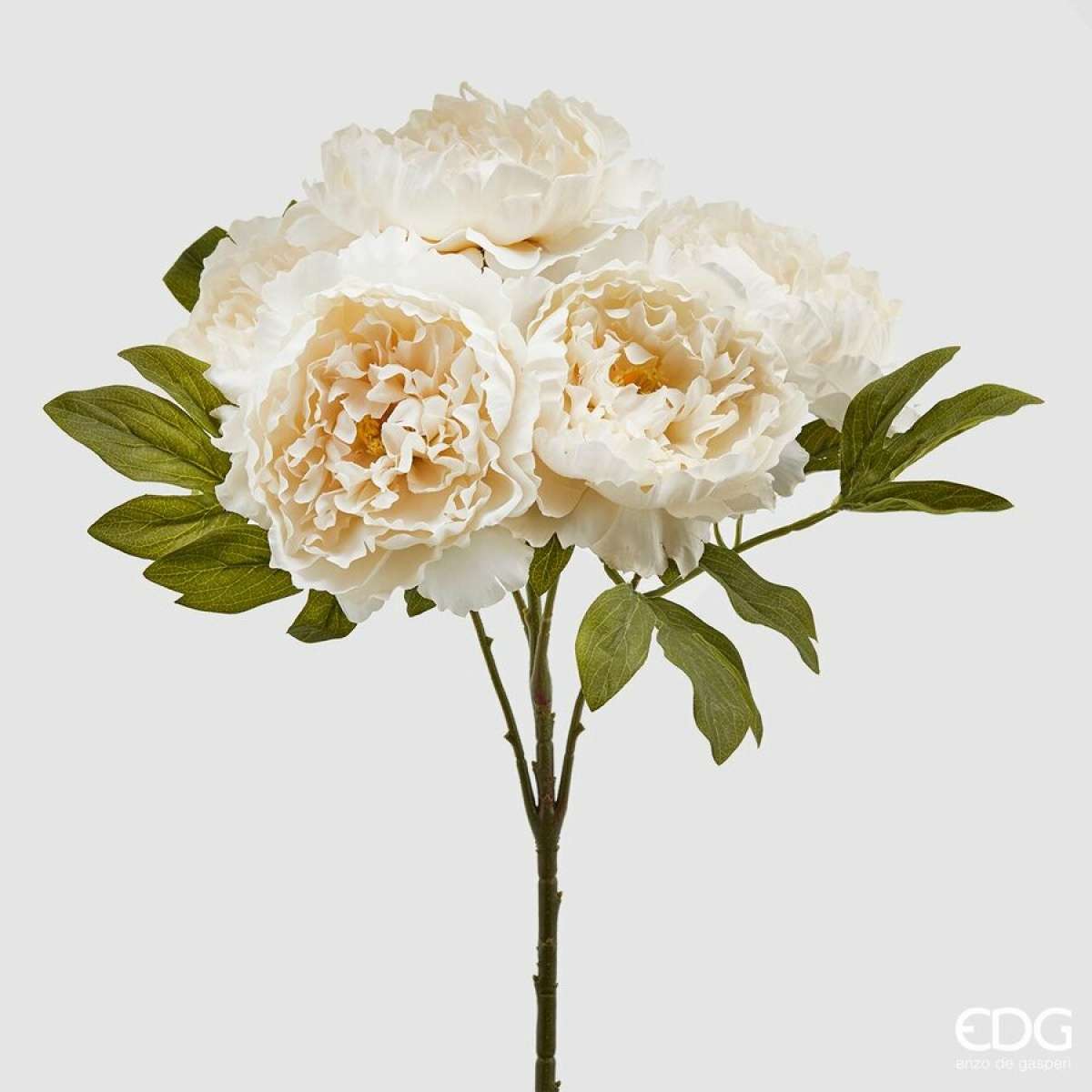 Immagine variante Avorio - Cespuglio x5 Peonia Epoque Artificiale h 50 cm - 3 Colori | EDG Enzo De Gasperi