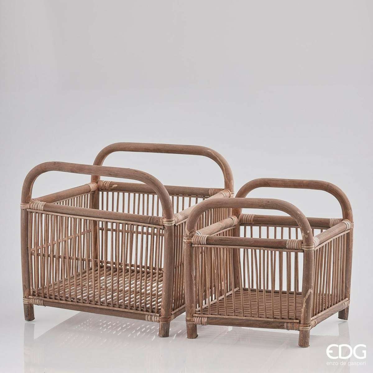 Immagine variante Grande - Cesta Quadrata Portariviste in Rattan (2 misure) | EDG Enzo De Gasperi
