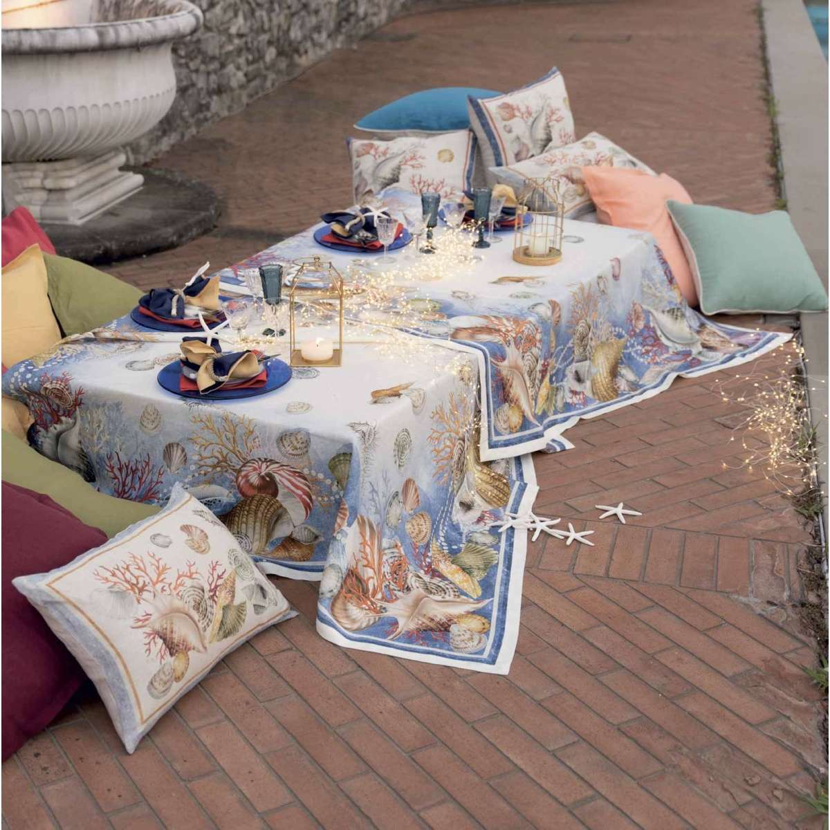 Immagine variante 170x270 cm - Tovaglia Rettangolare Murice stampa digitale in 100% Lino | Tessitura Toscana Telerie