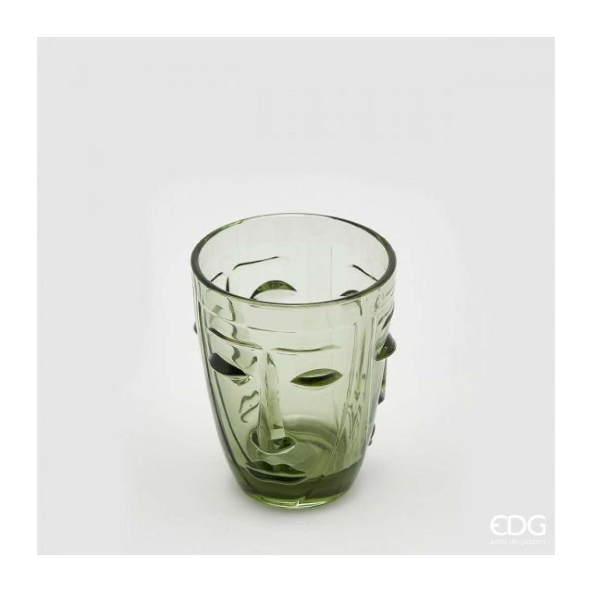 Immagine variante Verde, Confezione piccola da 6 - Set 6 Bicchieri in Vetro colorato Viso Abstract (+ colori e misure) | EDG Enzo De Gasperi