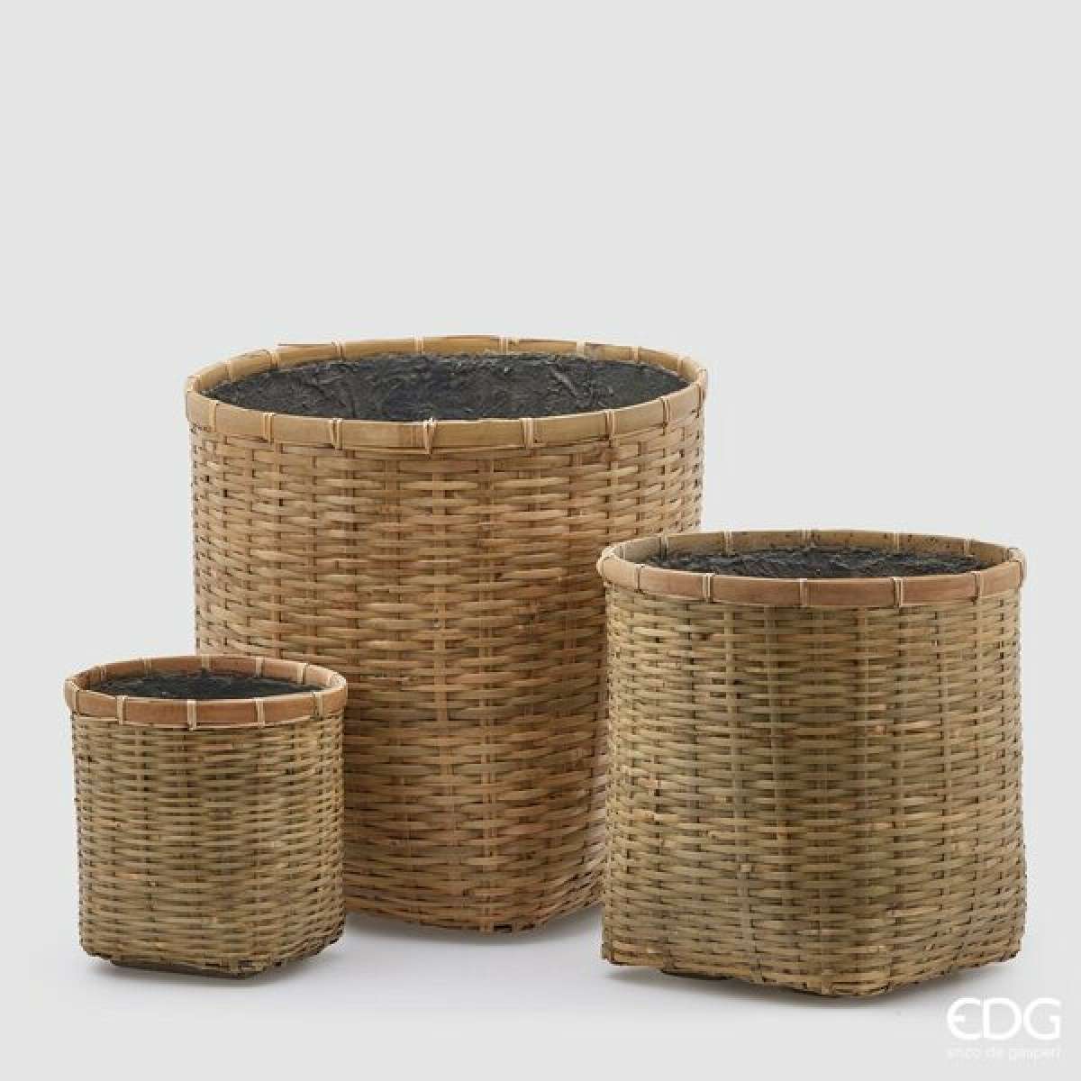 Immagine variante Piccolo - Cesta Bamboo + Resinpietra Indoor/Outdoor - 3 Misure | EDG Enzo De Gasperi