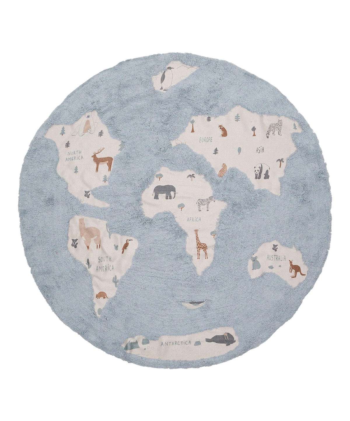 Tappeto Rotondo Per Bambini 60 Cm Con Motivo Balena, Morbido E Antiscivolo, Lavabile, Per Cameretta E Sala Giochi, Blu