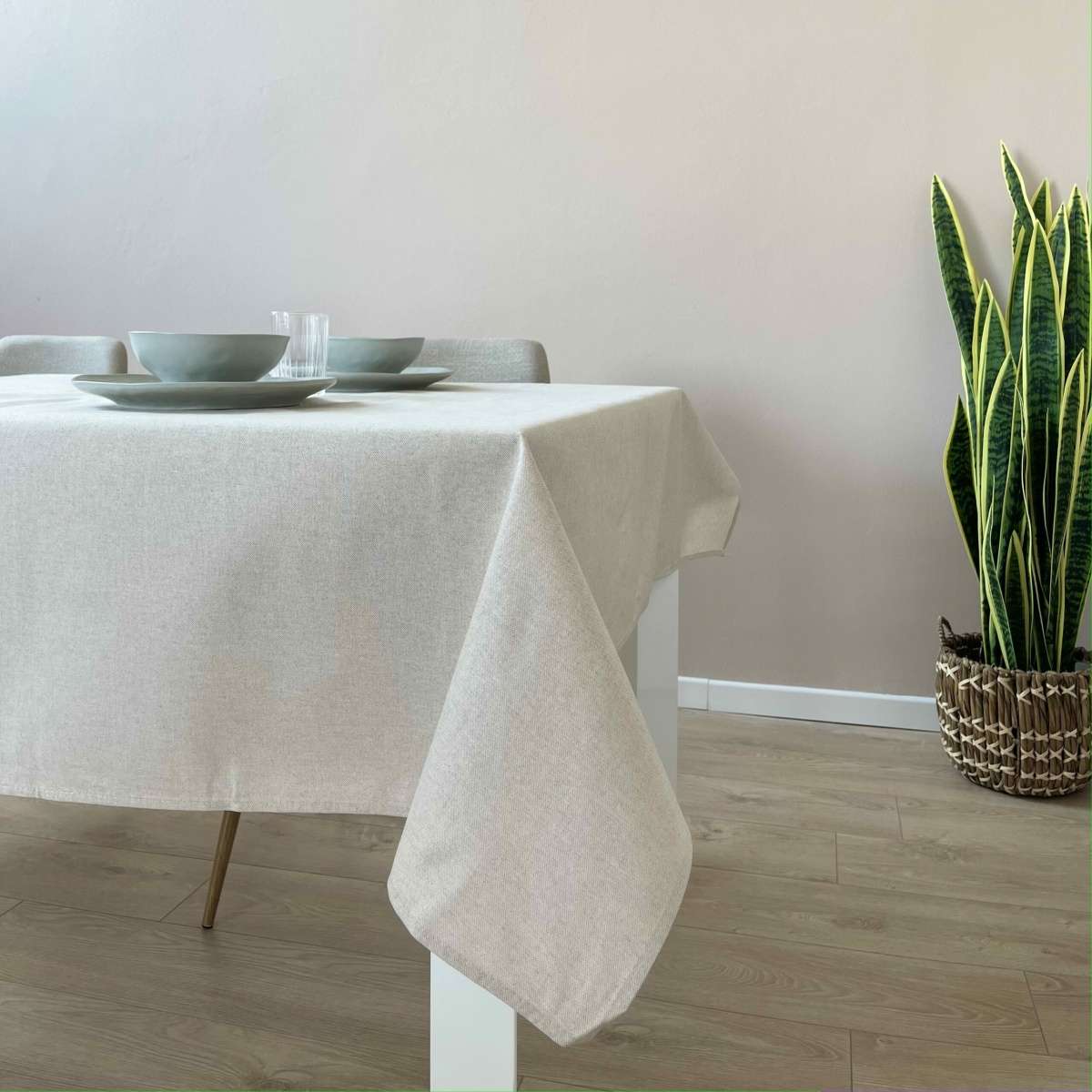 Immagine variante 140x180 cm, Beige - Tovaglia Rettangolare Tinta Unita effetto lino in misto Cotone | Pietro Zanetti Home