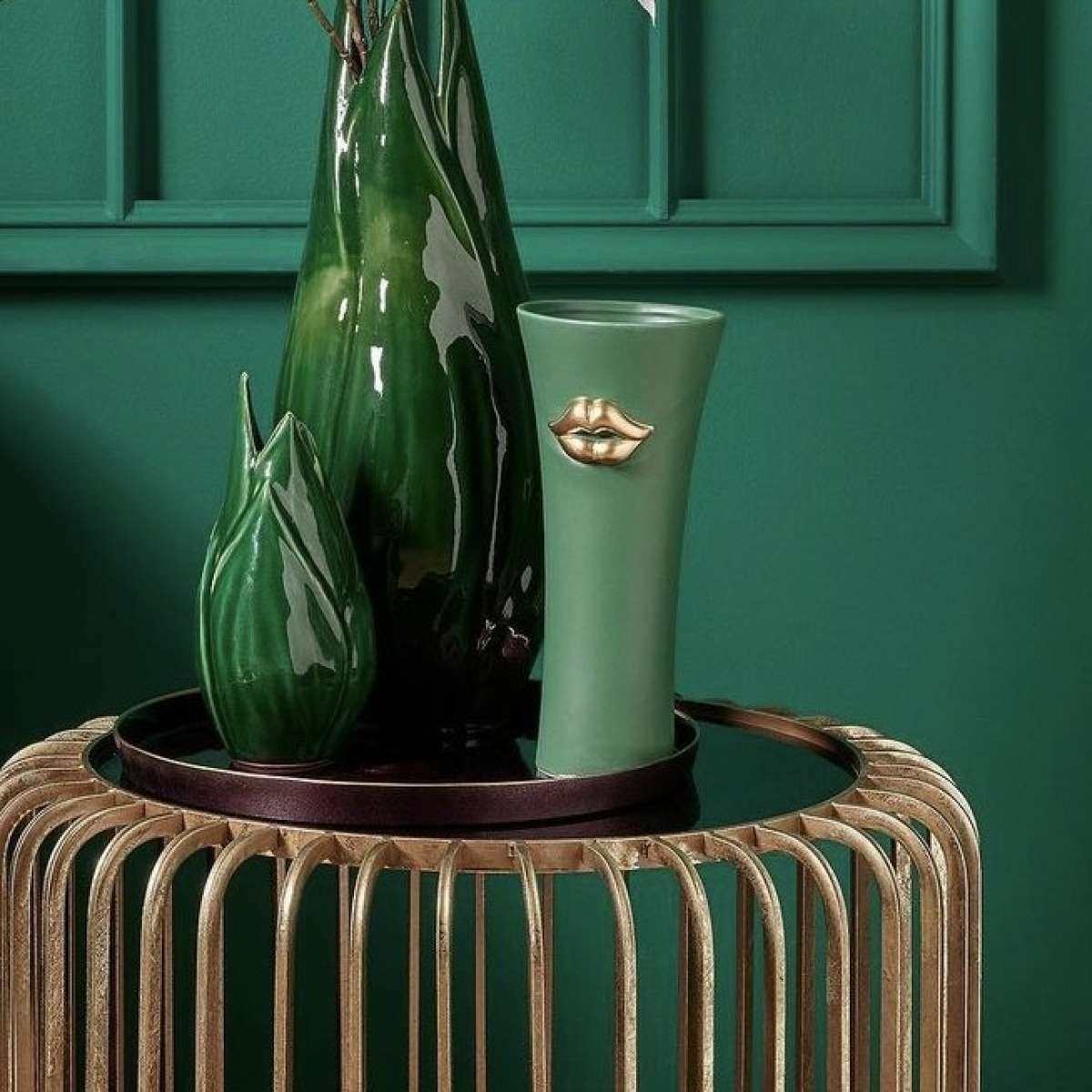 Immagine variante Piccolo - Vaso Kiss in Ceramica Verde - 2 Misure | EDG Enzo De Gasperi