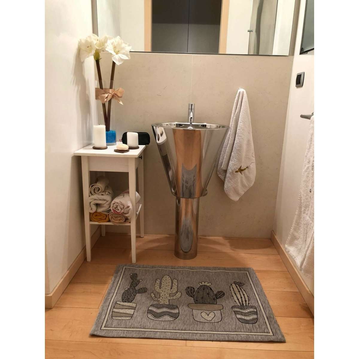 Immagine variante 57x240 cm - Tappeto Cucina Cactus Grigio Antiscivolo e Lavabile in Lavatrice | Pietro Zanetti Home