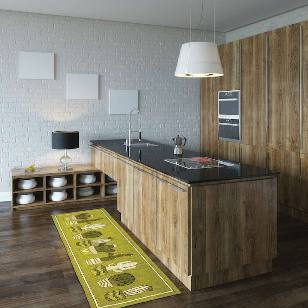 Immagine variante 57x240 cm - Tappeto Cucina Cactus Verde Antiscivolo e Lavabile in Lavatrice | Pietro Zanetti Home