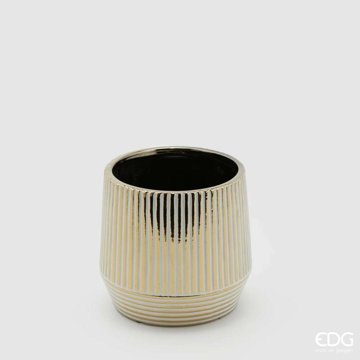Immagine variante Piccolo - Vaso a Righe in Ceramica Oro (2 misure) | EDG Enzo De Gasperi