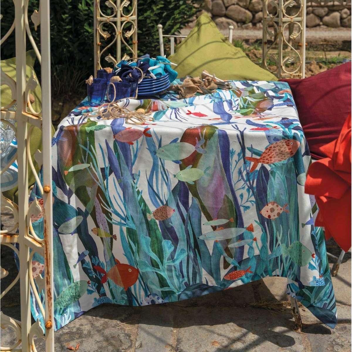 Immagine variante 160x230 cm - Tovaglia Rettangolare Poseidon Stampa Digitale in 100% Cotone - 4 Misure | Tessitura Toscana Telerie