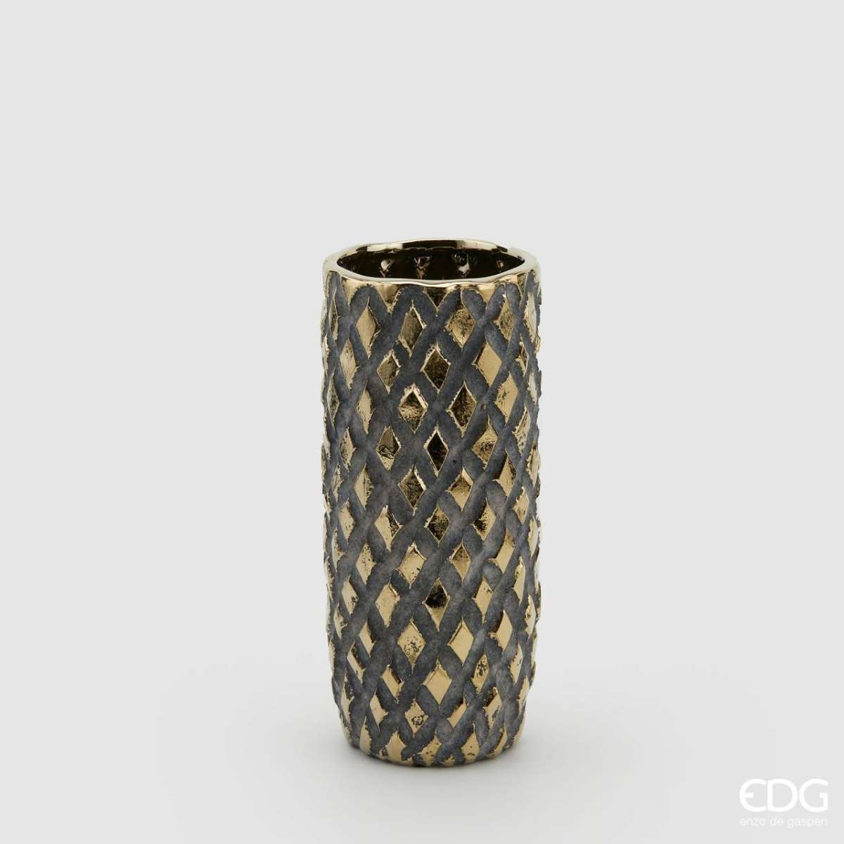 Immagine variante Grande - Vaso a Rombi in Ceramica Oro (2 misure) | EDG Enzo De Gasperi