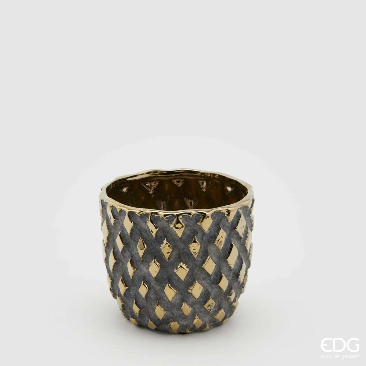 Immagine variante Piccolo - Vaso a Rombi in Ceramica Oro (2 misure) | EDG Enzo De Gasperi