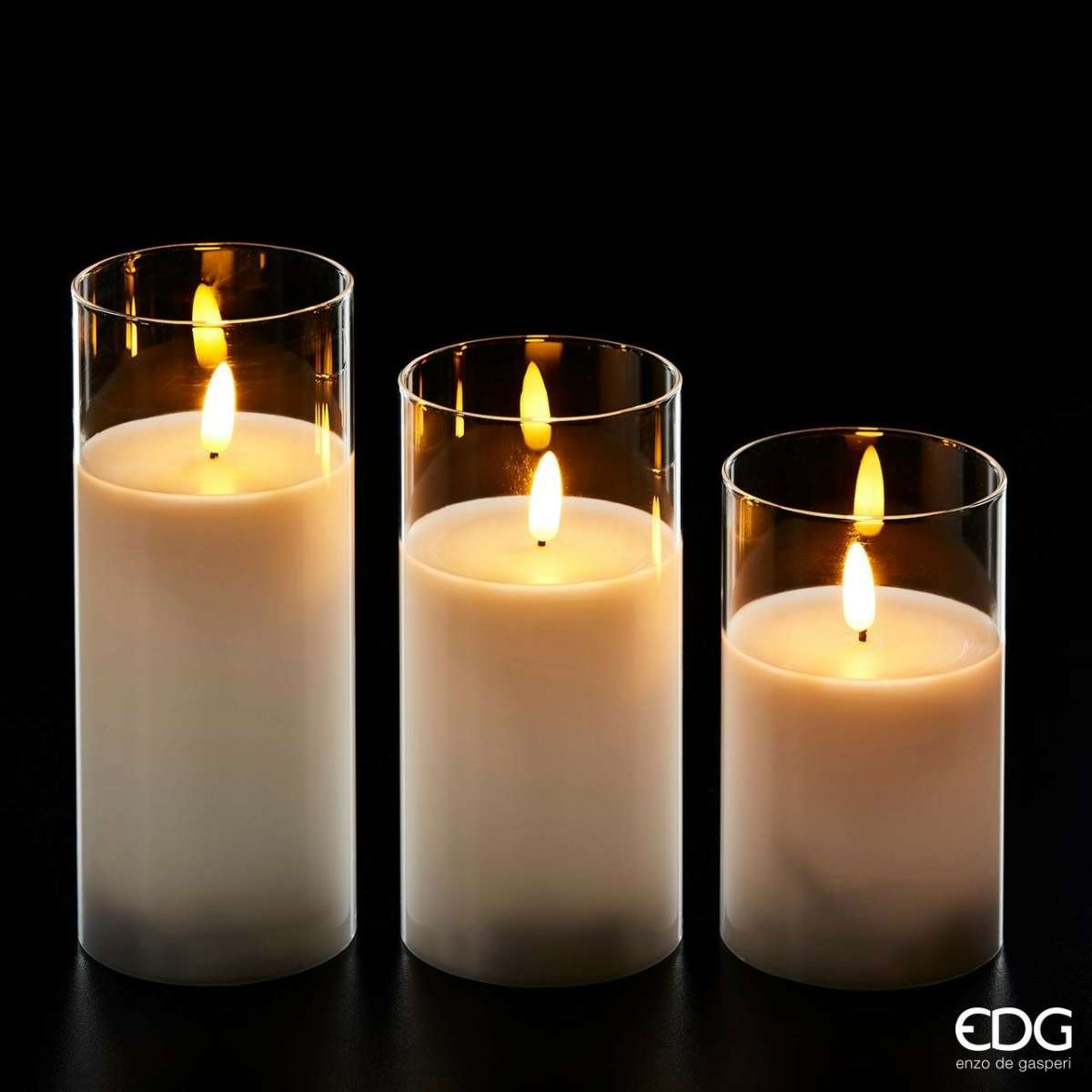 Immagine variante L - Candela Led Soft in Vetro (4 misure) | EDG Enzo De Gasperi