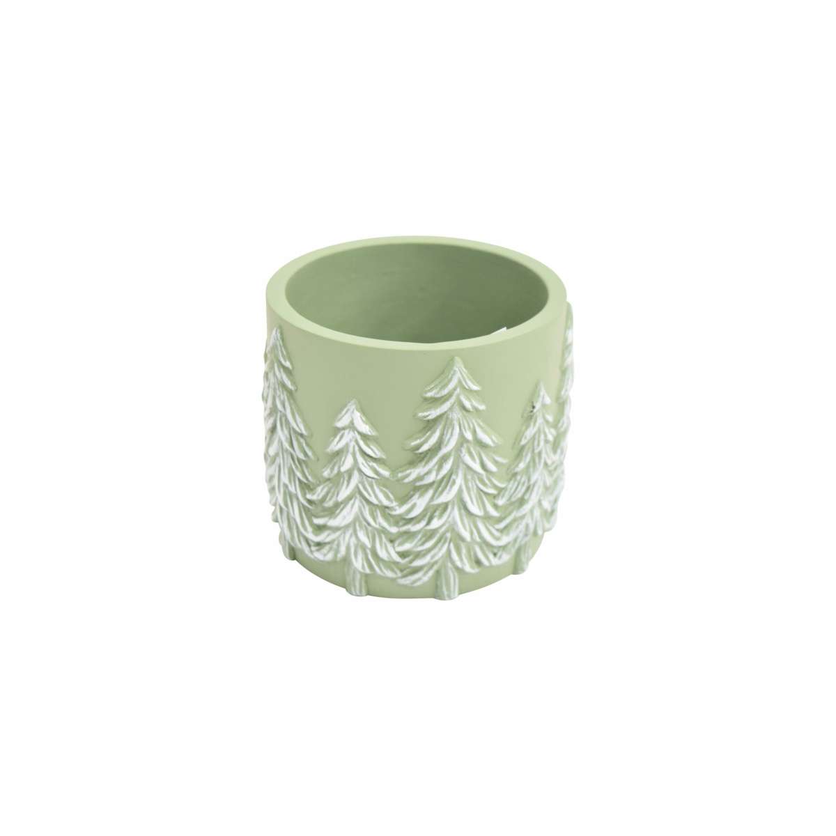 Immagine variante S - Vaso Rotondo Disegno Abeti in Rilievo Magia Invernale Verde e Bianco (2 Mis | Concord Home & Interior