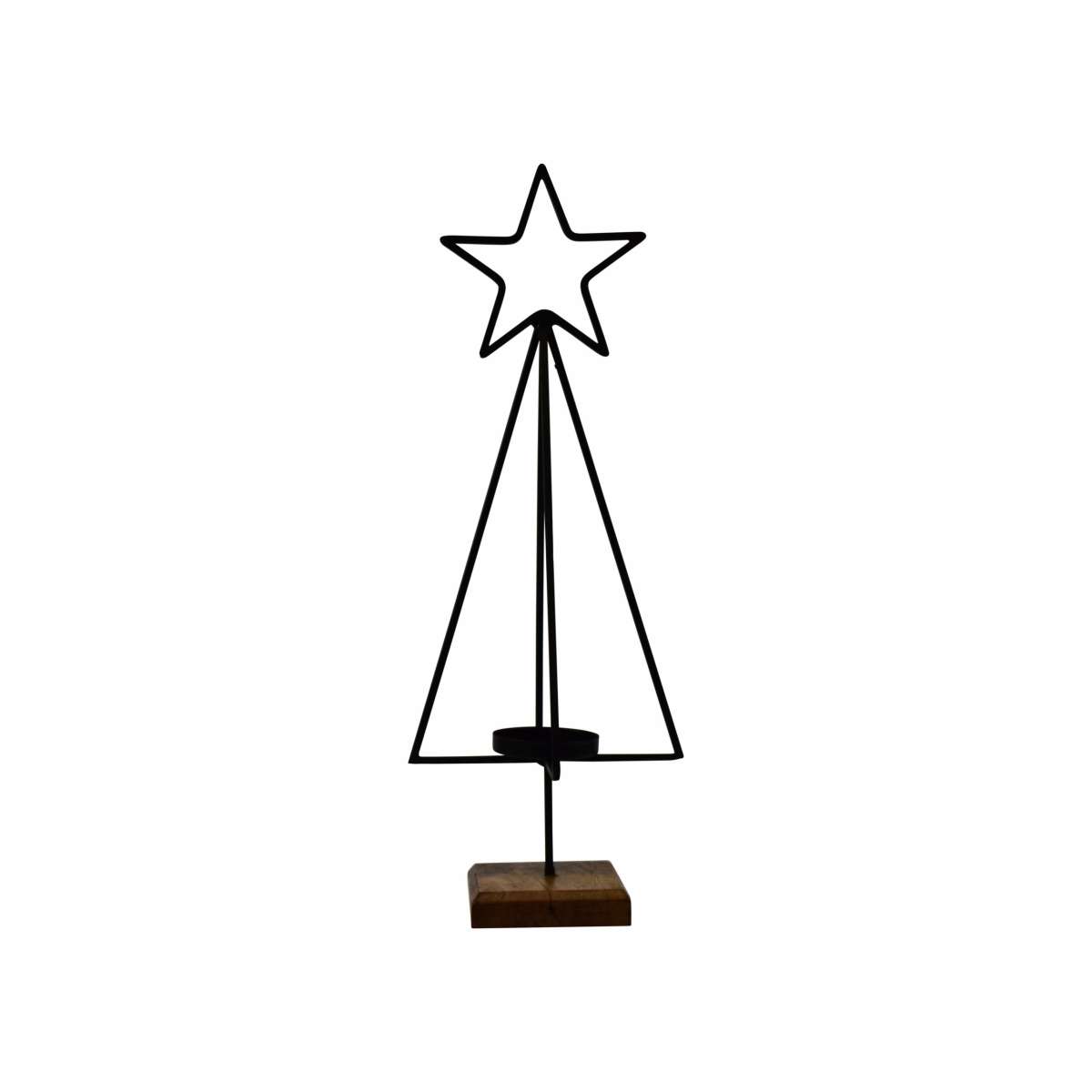 Immagine variante Medio - Portacandela Albero Tanne in metallo nero con Stella e base di appoggio (2 | Concord Home & Interior