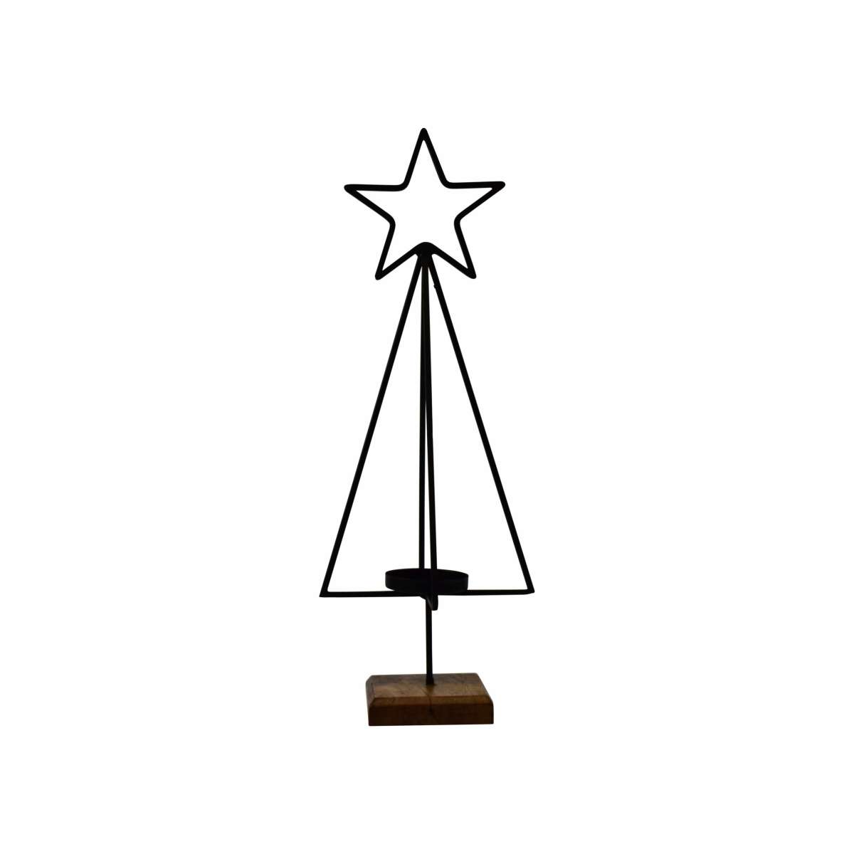 Immagine variante Grande - Portacandela Albero Tanne in metallo nero con Stella e base di appoggio (2 | Concord Home & Interior