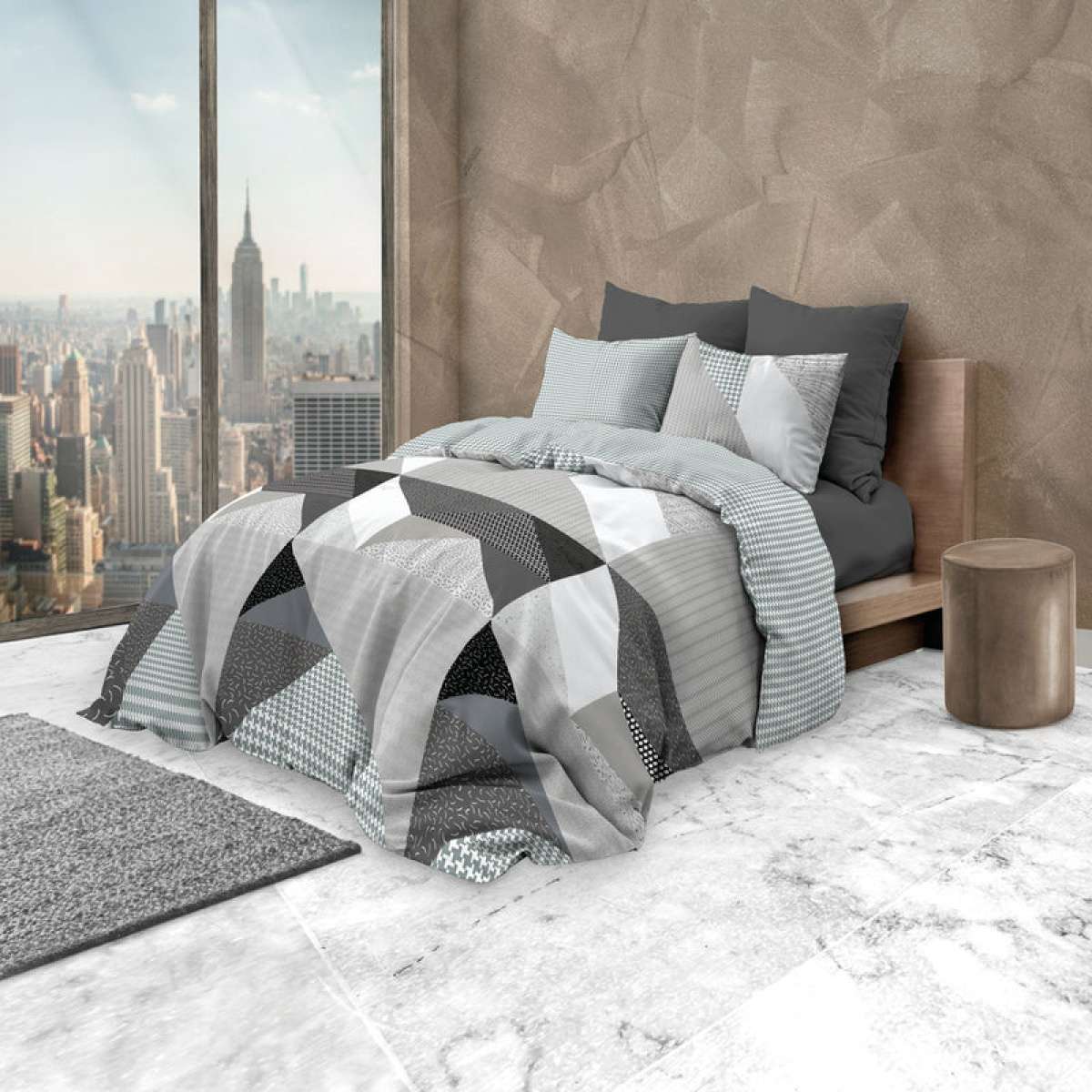 Immagine variante Grigio - Copripiumino Singolo Astratto in 100% Cotone Daunex (3 Colori) | Daunex