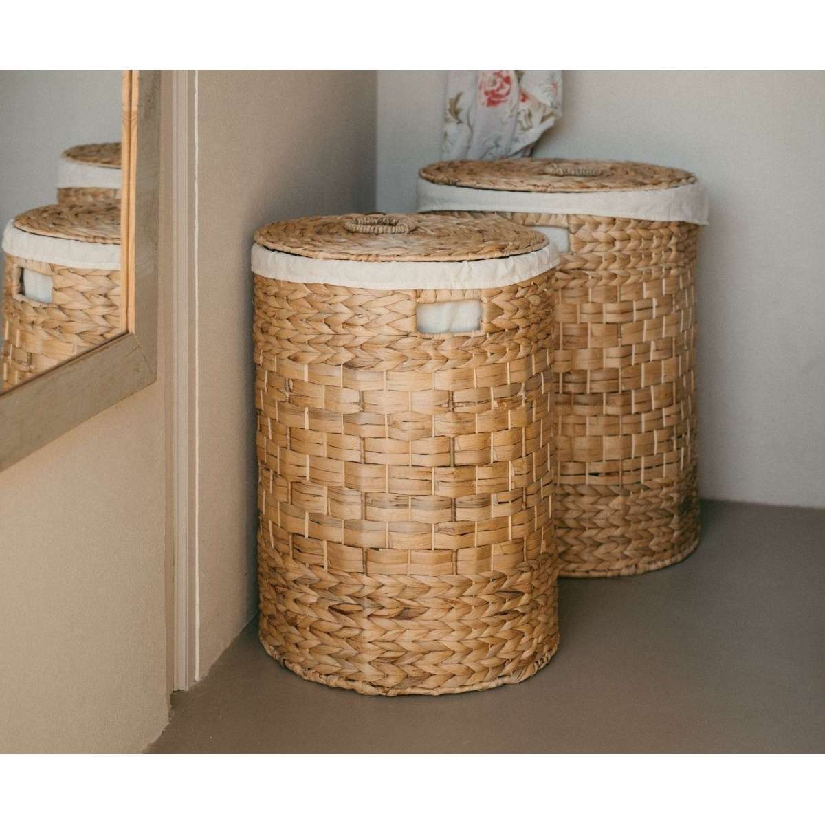 Immagine variante Grande - Cesta da Biancheria in Giacinto d'Acqua (2 misure) | A. House