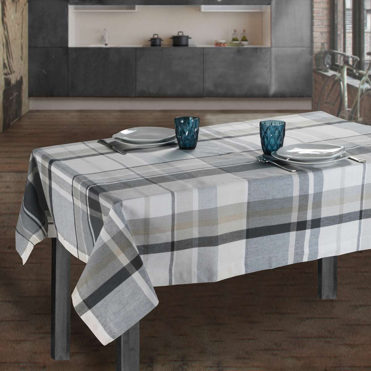 Immagine variante Naturale - Tovaglia Quadrata Madison 100% Cotone Tinto in Filo - 3 Colori | Cavalieri Spa