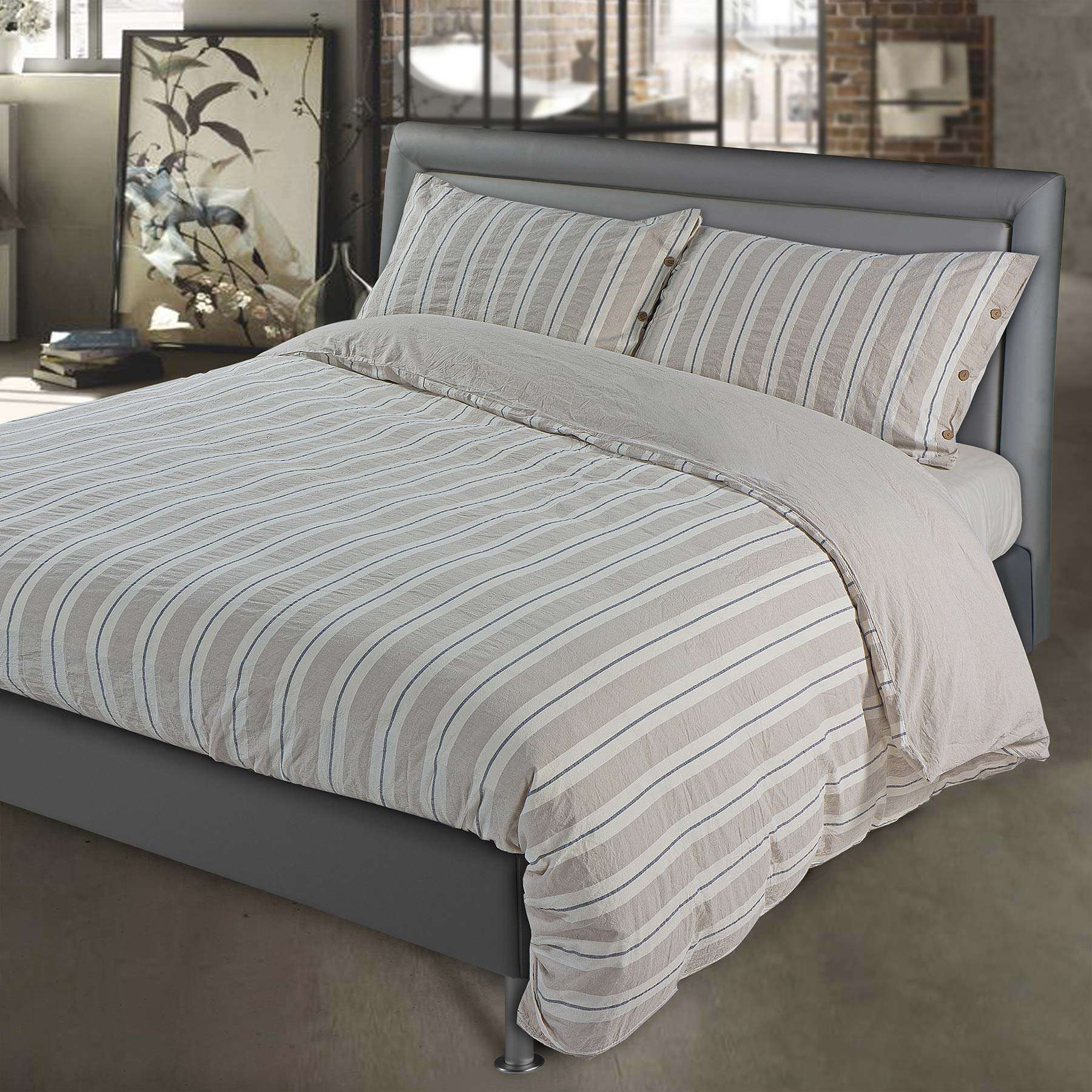 Completo Copripiumino Matrimoniale Matilde Righe Grandi 100