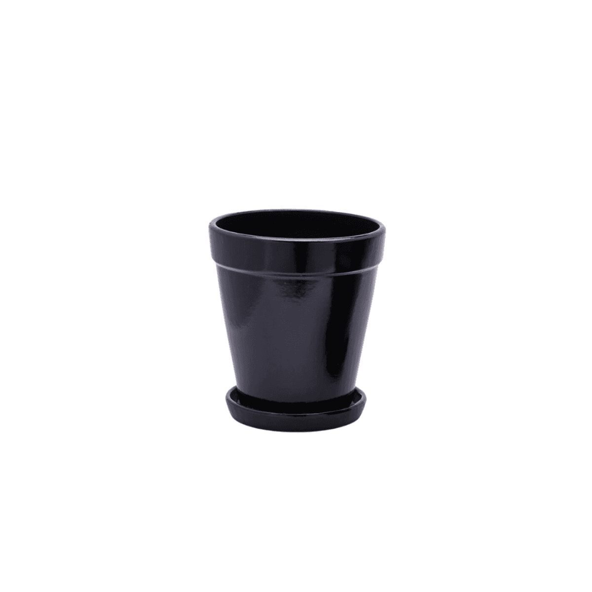 Immagine variante M - Vaso Glaze Svasato Nero con Sottovaso in Ceramica - 2 Misure | EDG Enzo De Gasperi