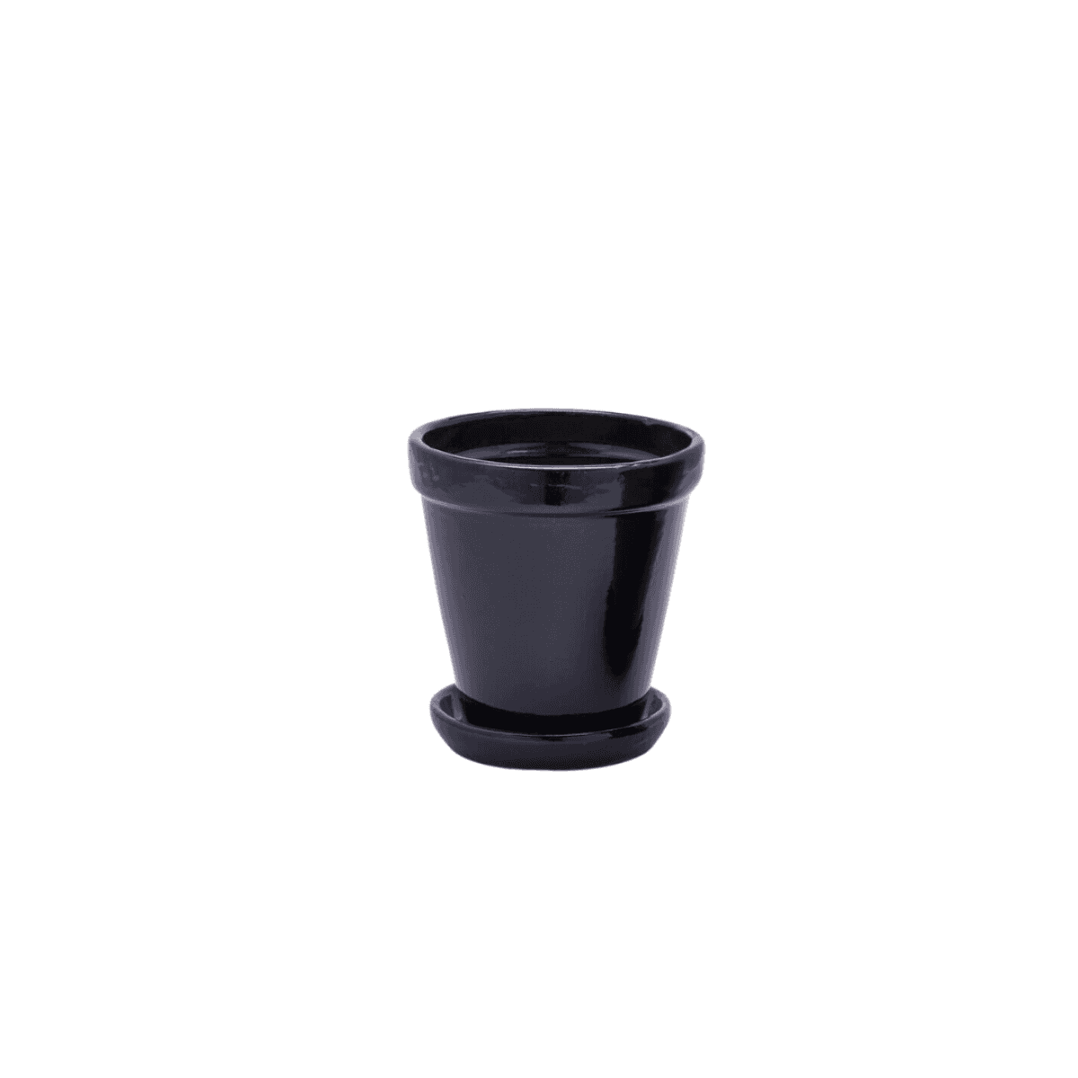 Immagine variante S - Vaso Glaze Svasato Nero con Sottovaso in Ceramica - 2 Misure | EDG Enzo De Gasperi