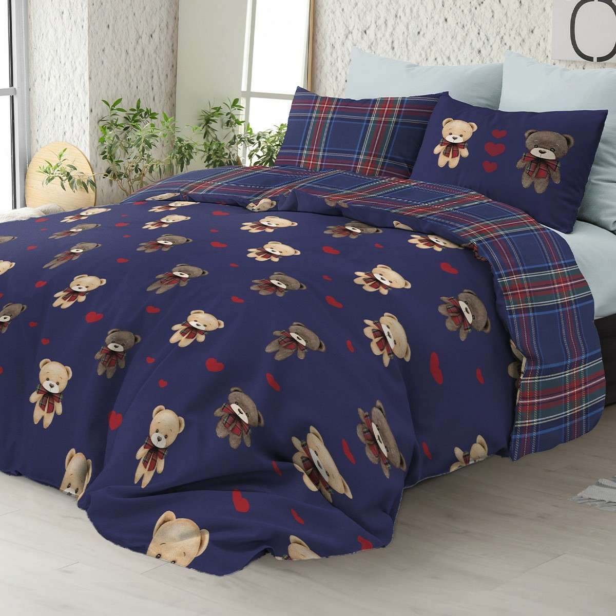 Immagine variante Blu - Copripiumino Matrimoniale Orsacchiotti in 100% Cotone Daunex - 2 Colori | Daunex