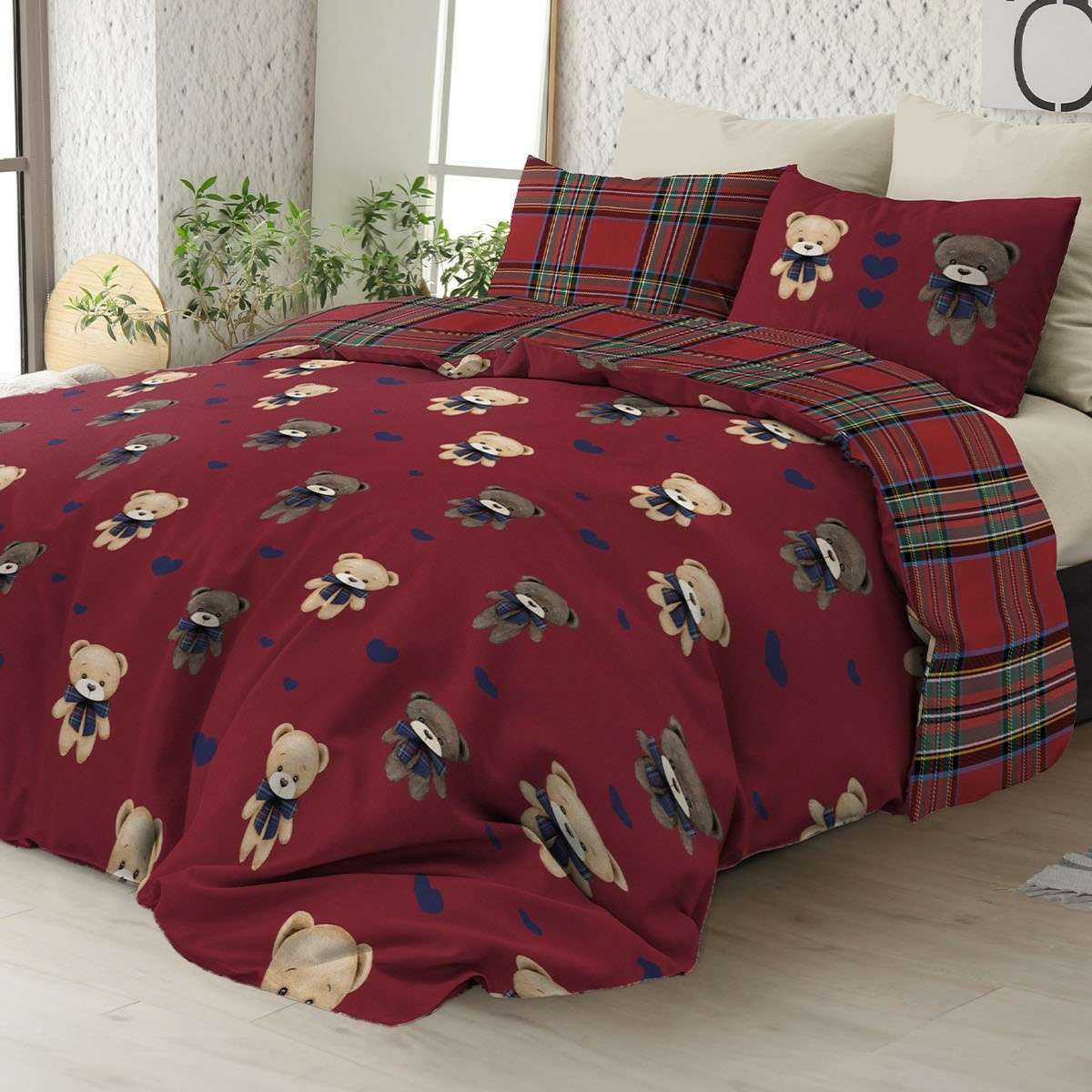 Immagine variante Rosso - Copripiumino Matrimoniale Orsacchiotti in 100% Cotone Daunex - 2 Colori | Daunex