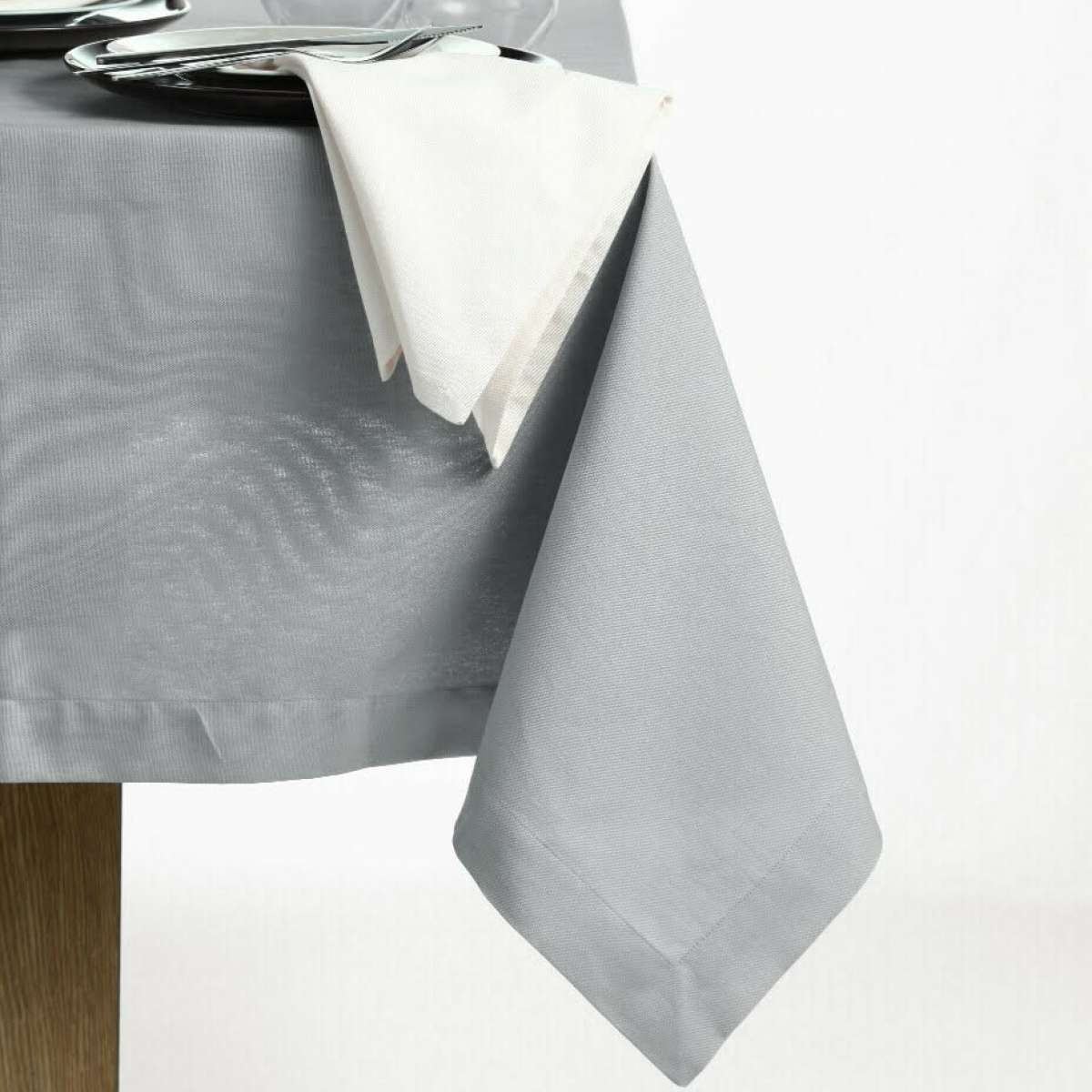 Immagine variante 140x240 cm - Tovaglia Rettangolare Panama Grigio Chiaro 100% Cotone - 3 Misure | Cavalieri Spa