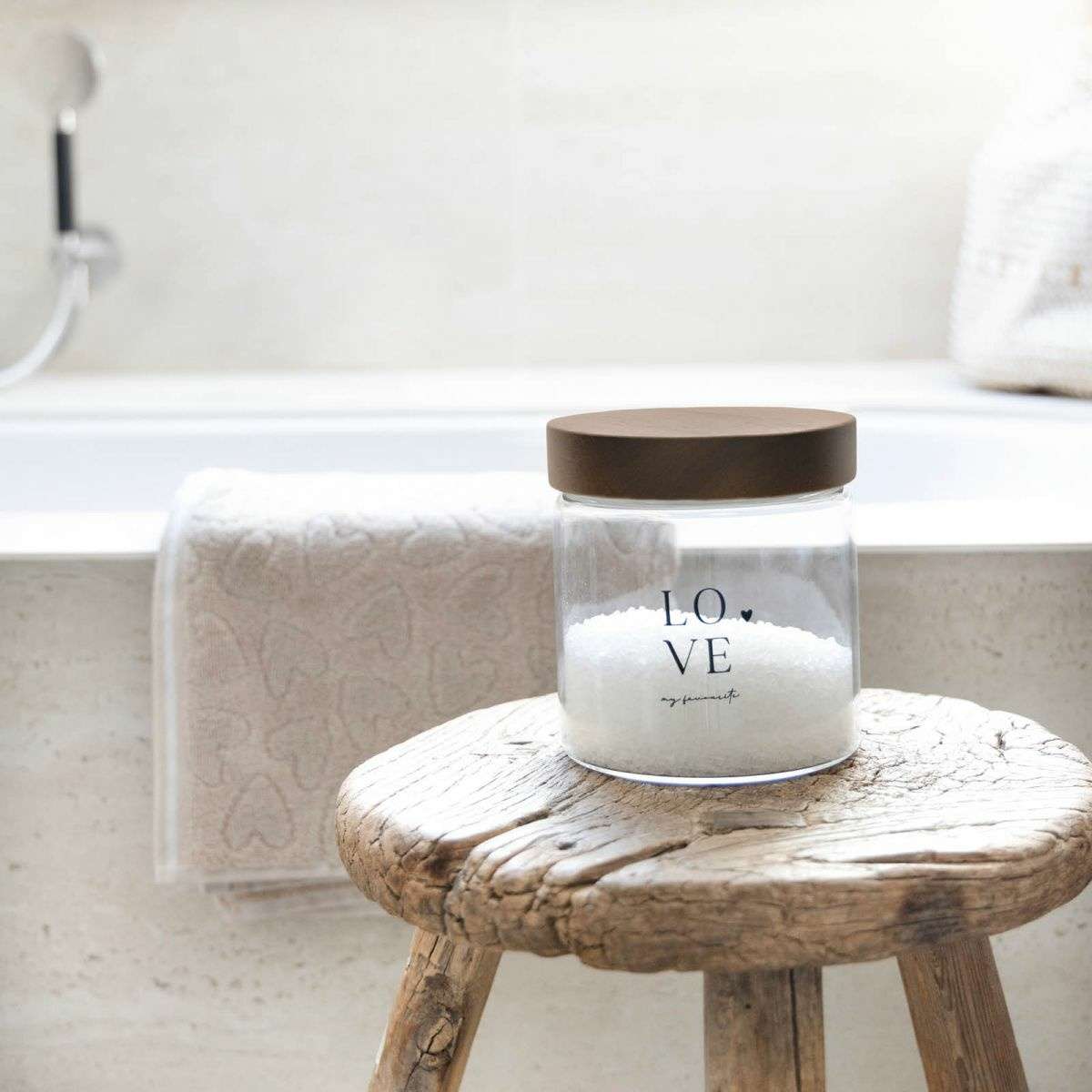 Immagine del prodotto Barattolo in Vetro borosilicato Scritte con Tappo Ermetico in Legno - 2 Varianti | Bastion Collections