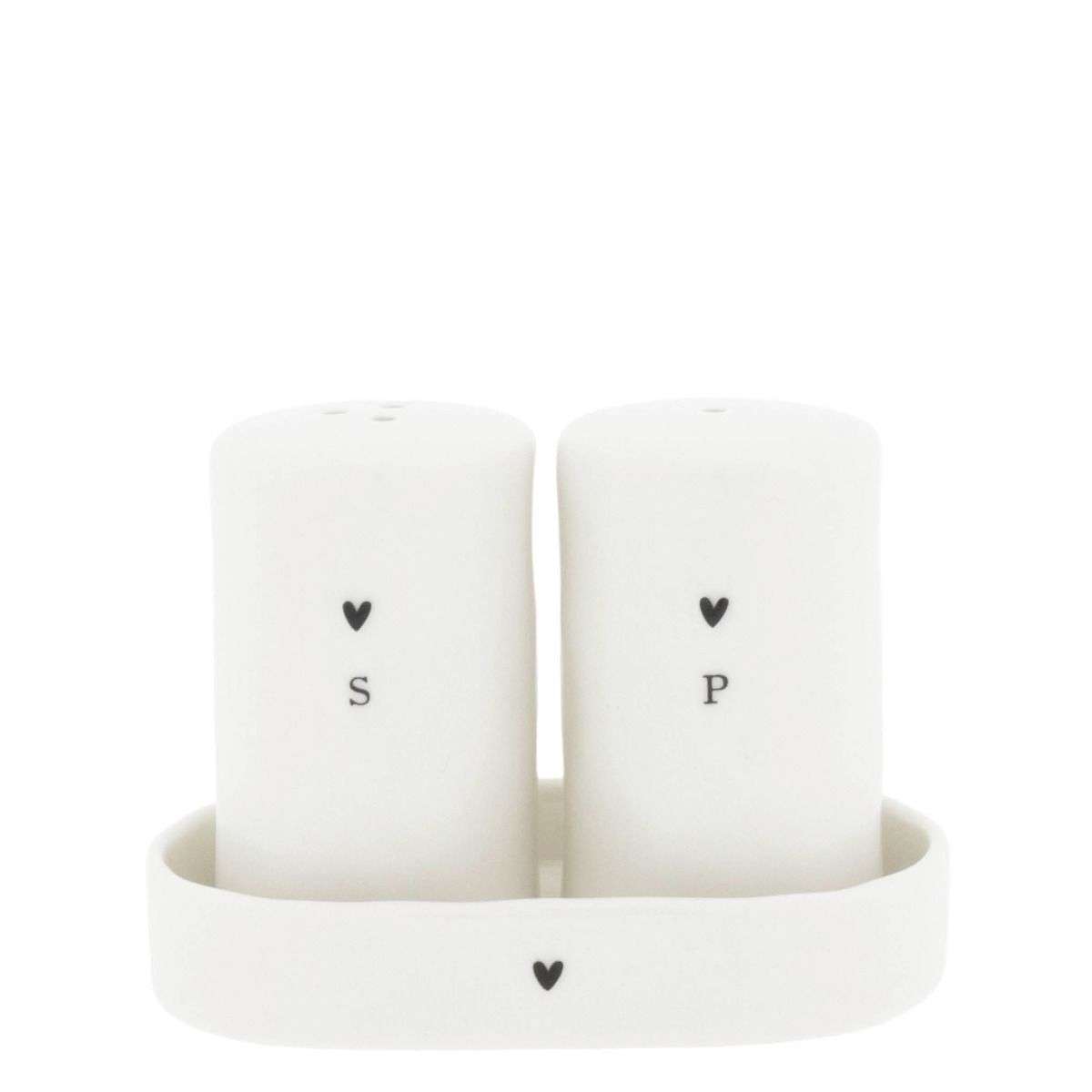 Immagine principale di Set Sale e Pepe con Vassoio in Ceramica Cuore Nero | Bastion Collections