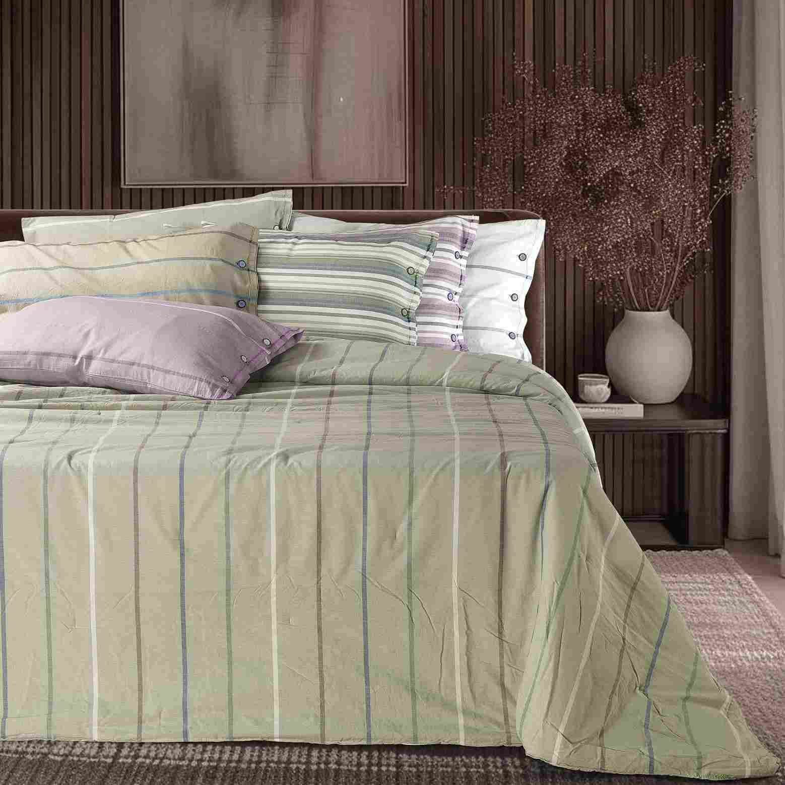 Immagine principale di Completo Letto Matrimoniale Darma No Stiro in Cotone Tinto in Filo - 2 Colori | Govina Biancheria per la Casa