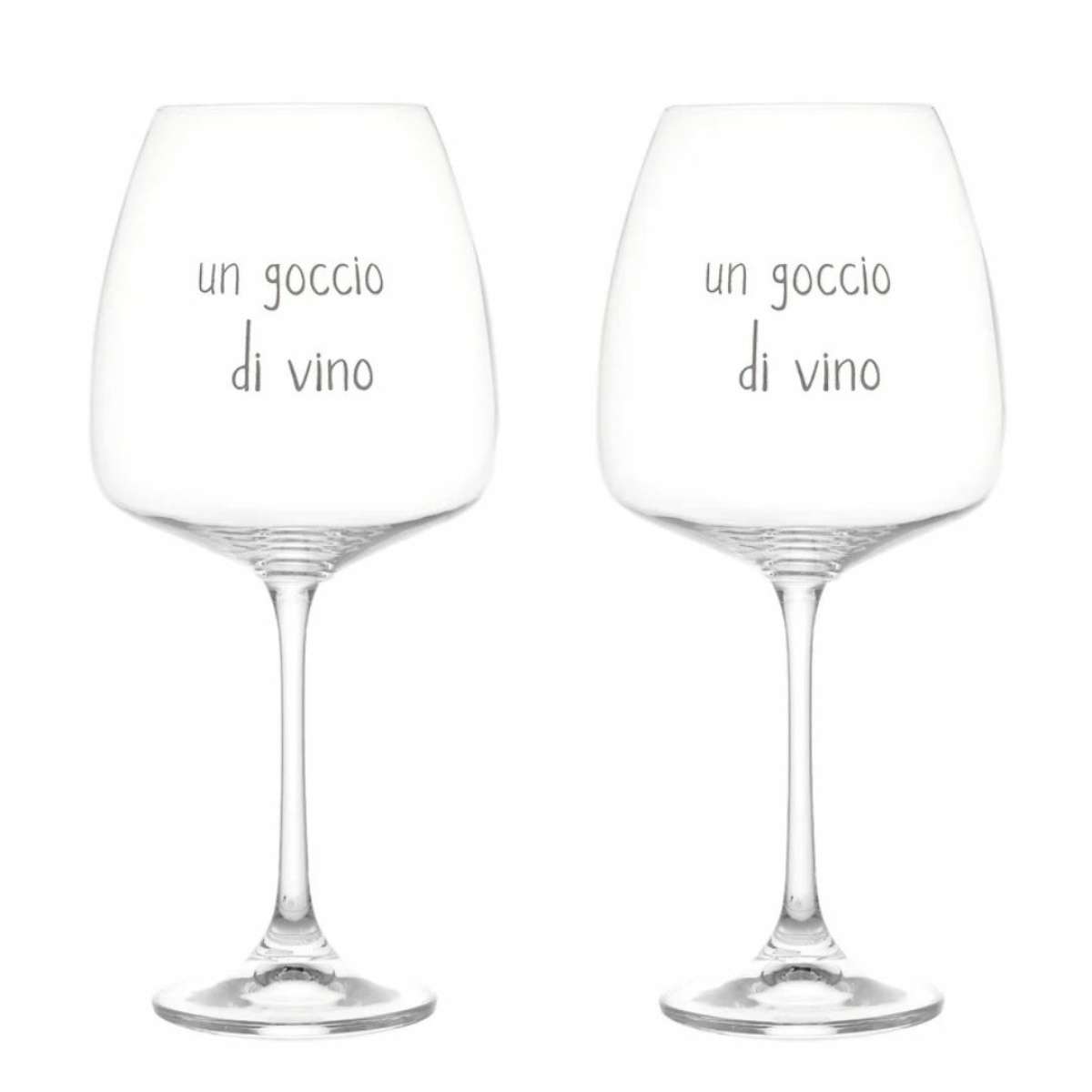 Immagine del prodotto Set 2 Calici in Vetro scritta Un Goccio di Vino 77cl | Simple Day