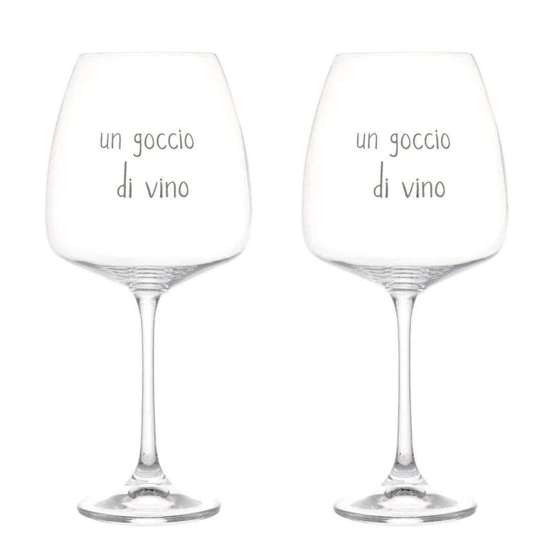 Immagine principale di Set 2 Calici in Vetro scritta Un Goccio di Vino 77cl | Simple Day
