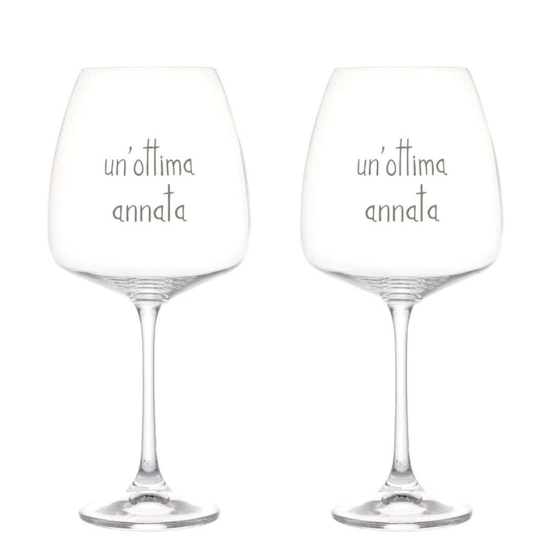 Immagine principale di Set 2 Calici in Vetro scritta Un Ottima Annata 77cl | Simple Day