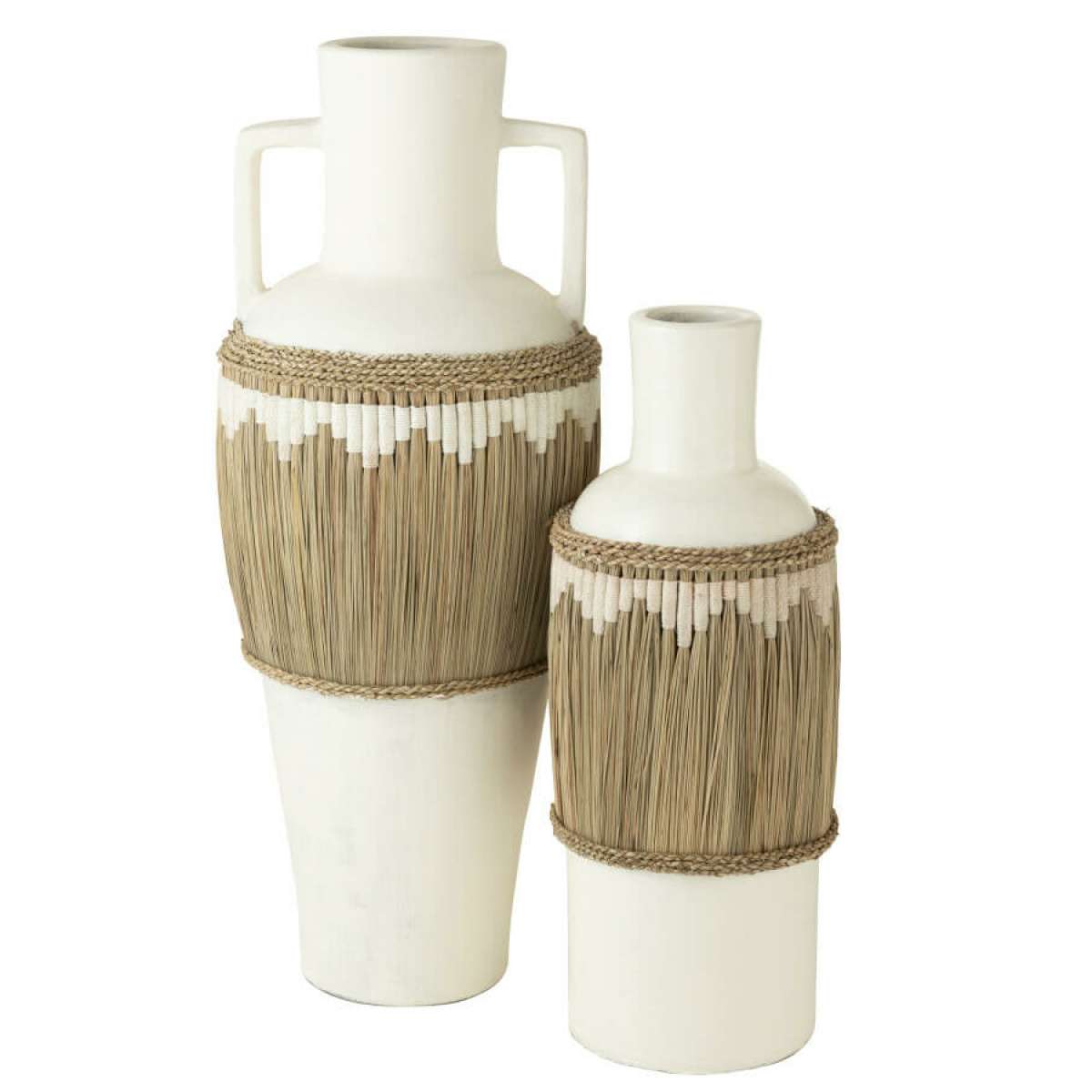 Immagine del prodotto Vaso Motivi in Terracotta Bianco e Naturale - 2 Misure | Jolipa