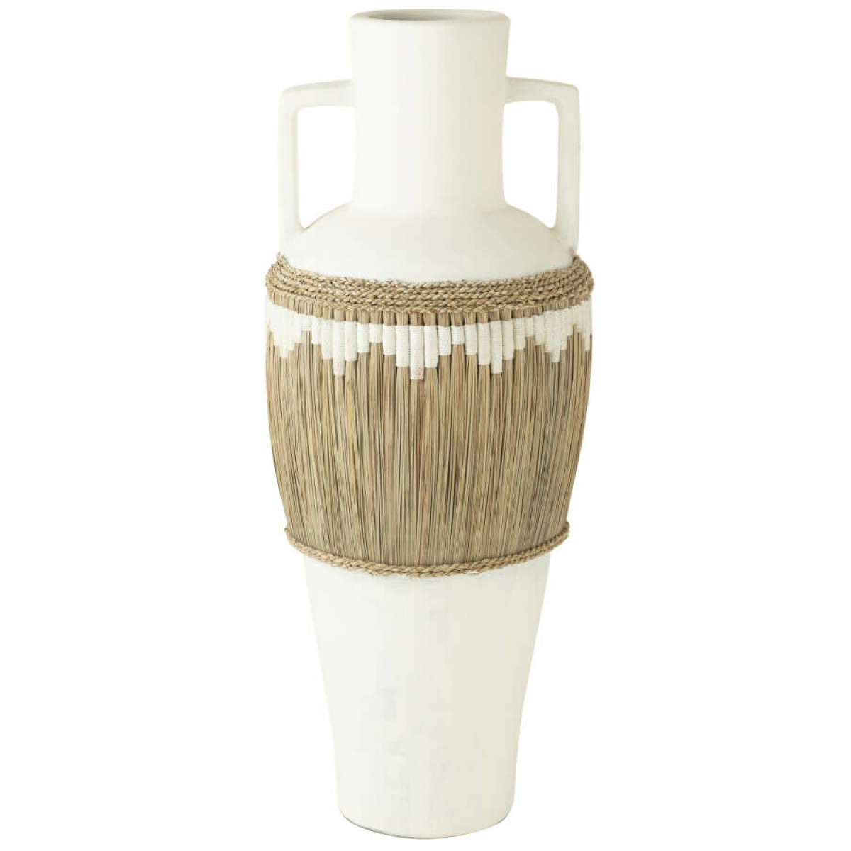 Immagine variante M - Vaso Motivi in Terracotta Bianco e Naturale - 2 Misure | Jolipa