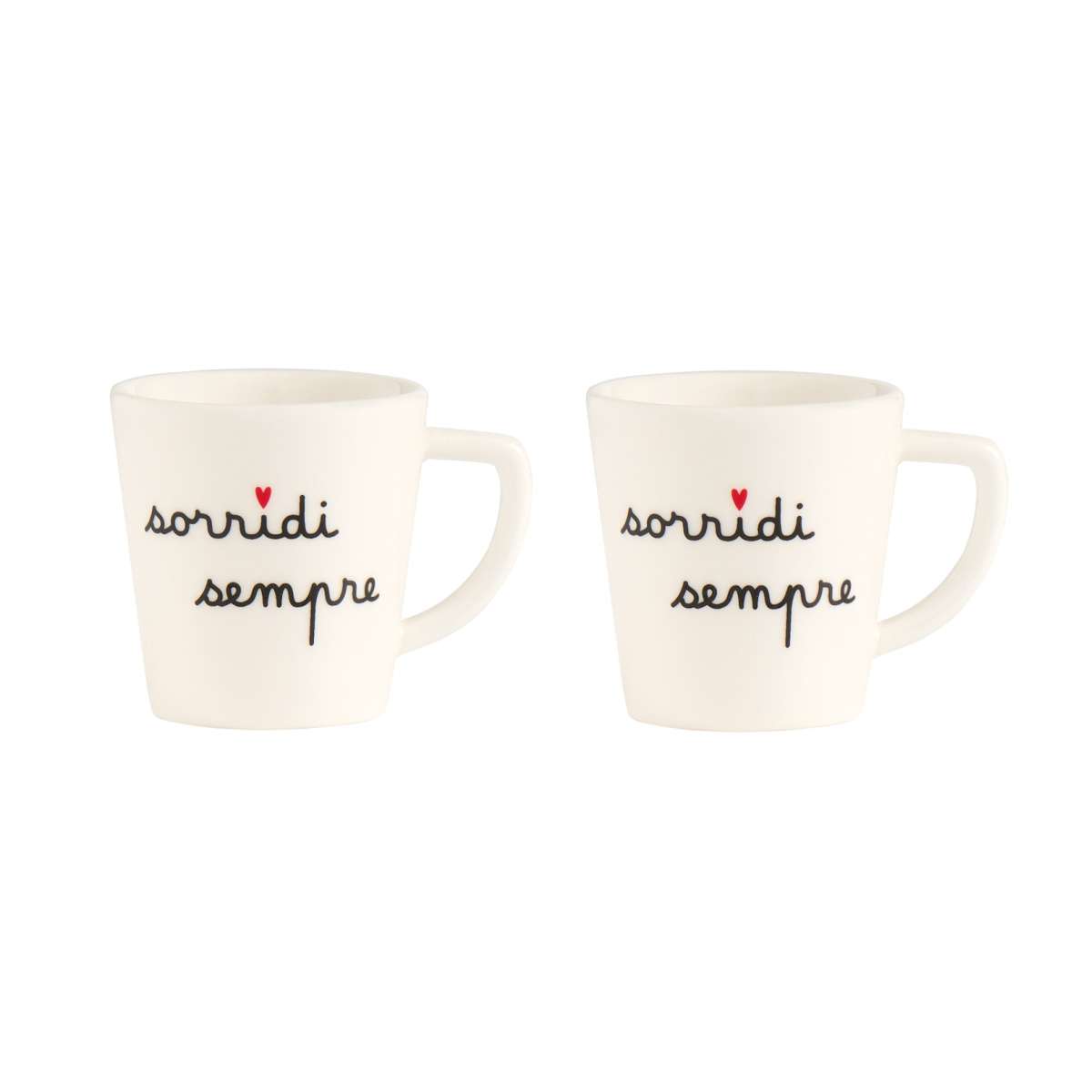 Immagine del prodotto Set 2 Tazzine Espresso in Ceramica Sorridi Sempre 5.5xh6 cm | Simple Day