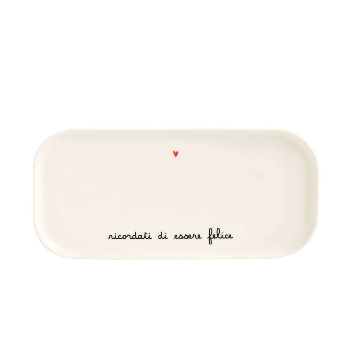 Immagine del prodotto Vassoio Rettangolare in Ceramica Ricordati di Essere Felice 31,8x15cm | Simple Day
