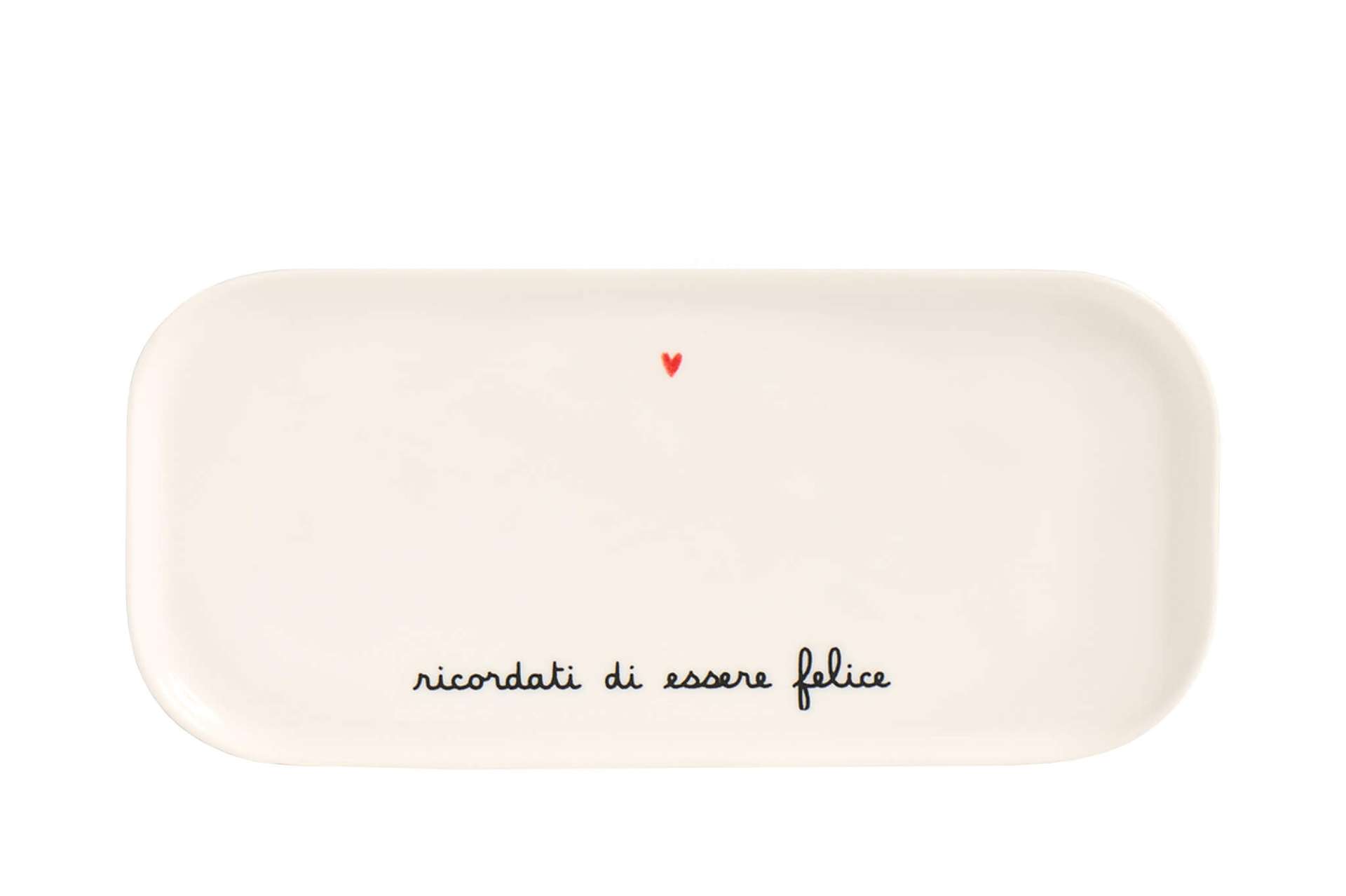 Immagine principale di Vassoio Rettangolare in Ceramica Ricordati di Essere Felice 31,8x15cm | Simple Day