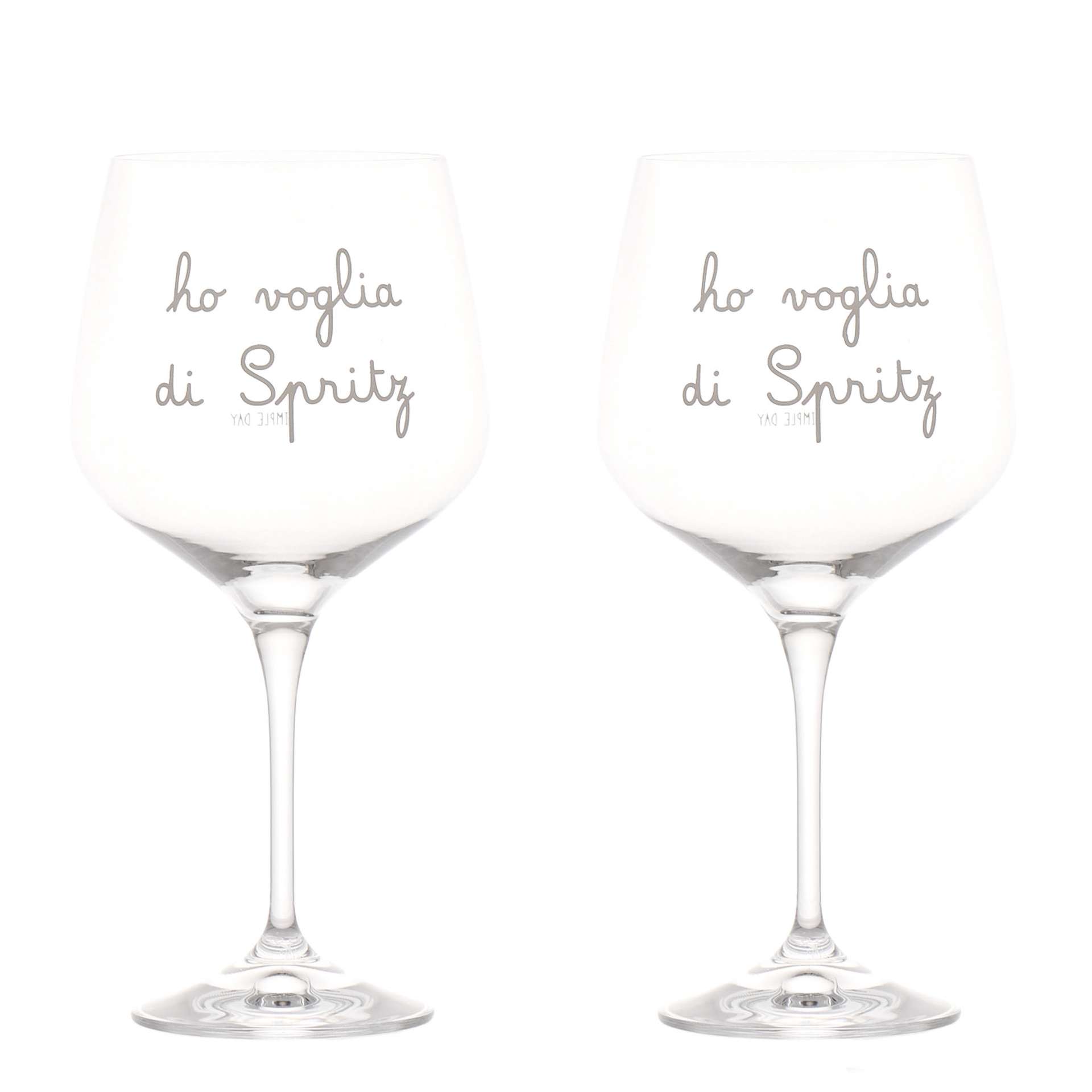 Immagine principale di Set 2 Calici in Vetro scritta Ho voglia di Spritz 82 cl | Simple Day