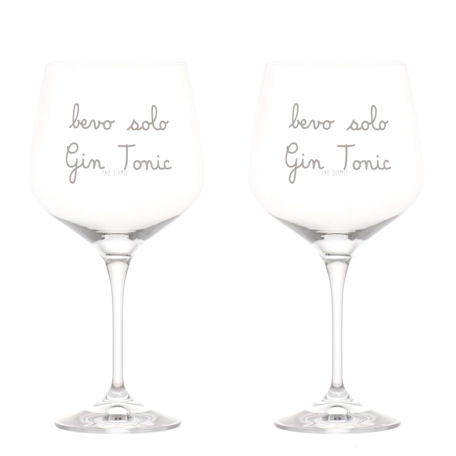 Immagine principale di Set 2 Calici in Vetro scritta Bevo solo Gin Tonic 82 cl | Simple Day