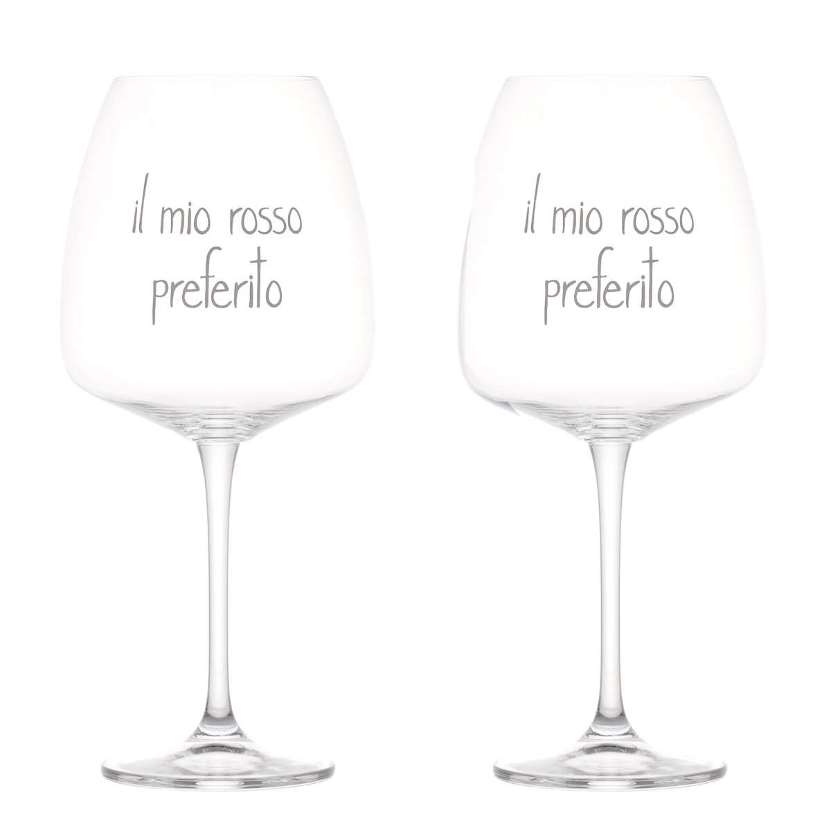 Immagine del prodotto Set 2 Calici in Vetro scritta Il Mio Rosso Preferito 77cl | Simple Day