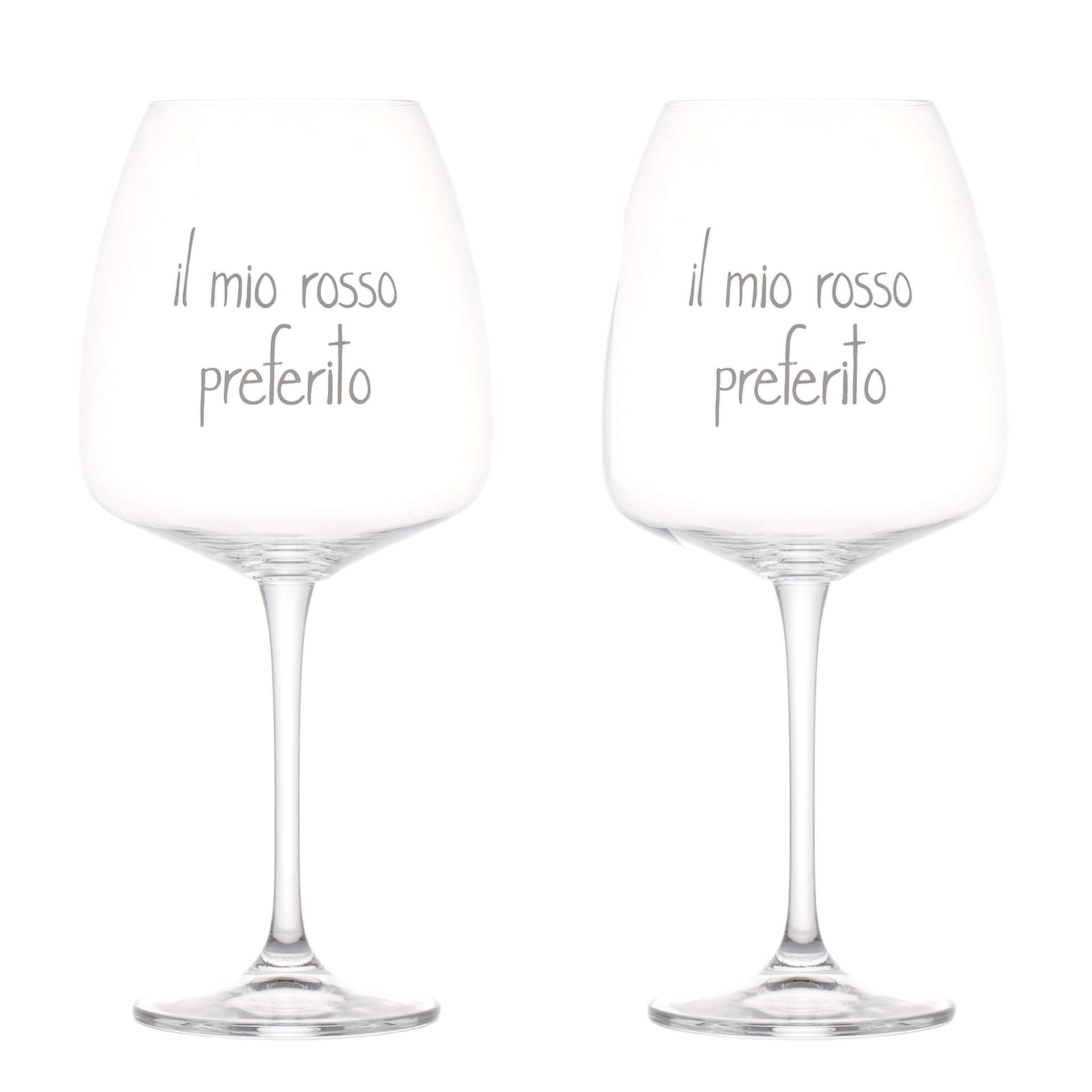 Immagine principale di Set 2 Calici in Vetro scritta Il Mio Rosso Preferito 77cl | Simple Day