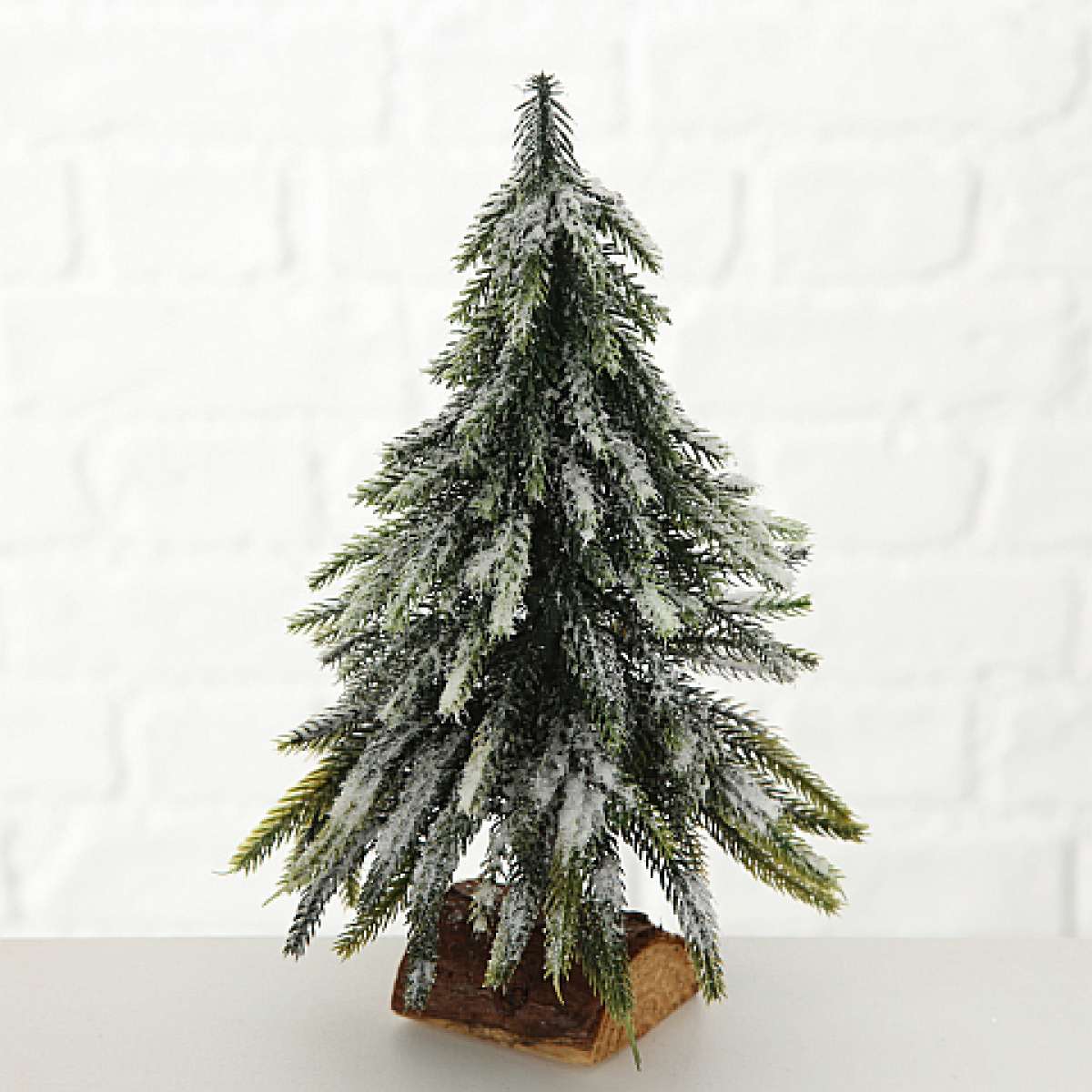 Immagine variante S - Decorazione Albero Natalizio Tanni Innevato con base in legno - 2 Misure | Boltze