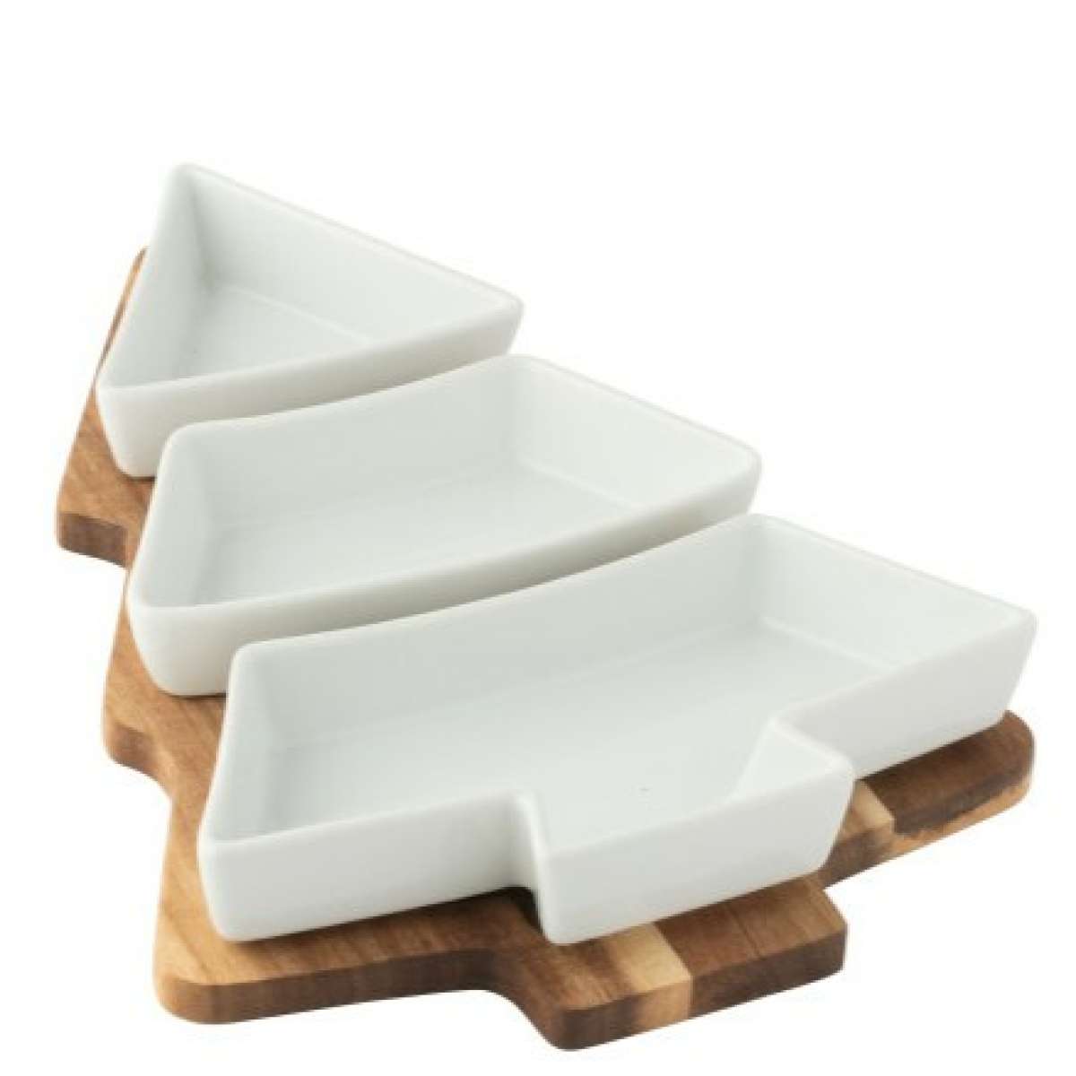 Immagine del prodotto Tagliere Abete con Ciotole in Ceramica bianca 21.6x30x3.5 cm | Jolipa
