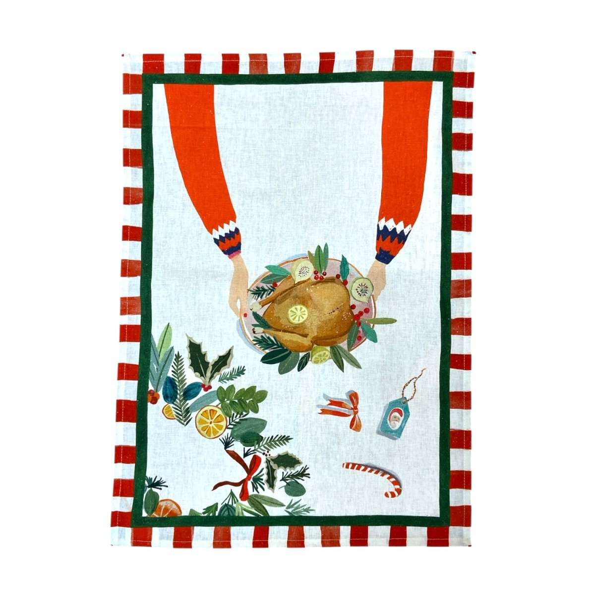 Immagine del prodotto Strofinaccio in Lino Hand on Xmas 50x70 cm - 2 Varianti | Tessitura Toscana Telerie