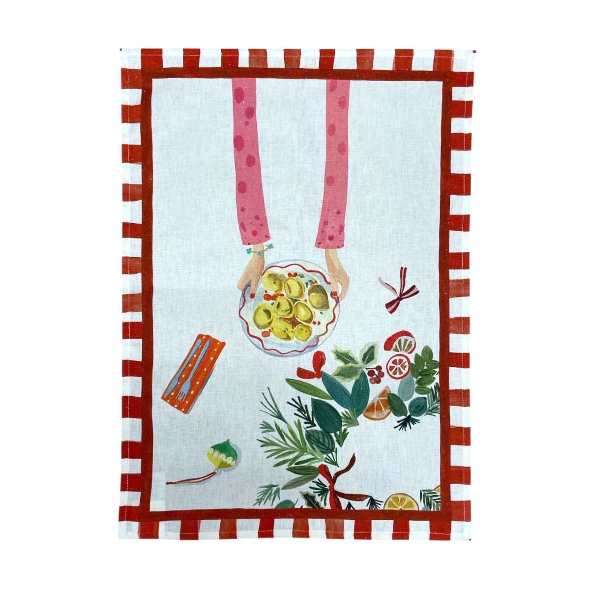 Immagine variante Tortellini - Strofinaccio in Lino Hand on Xmas 50x70 cm - 2 Varianti | Tessitura Toscana Telerie