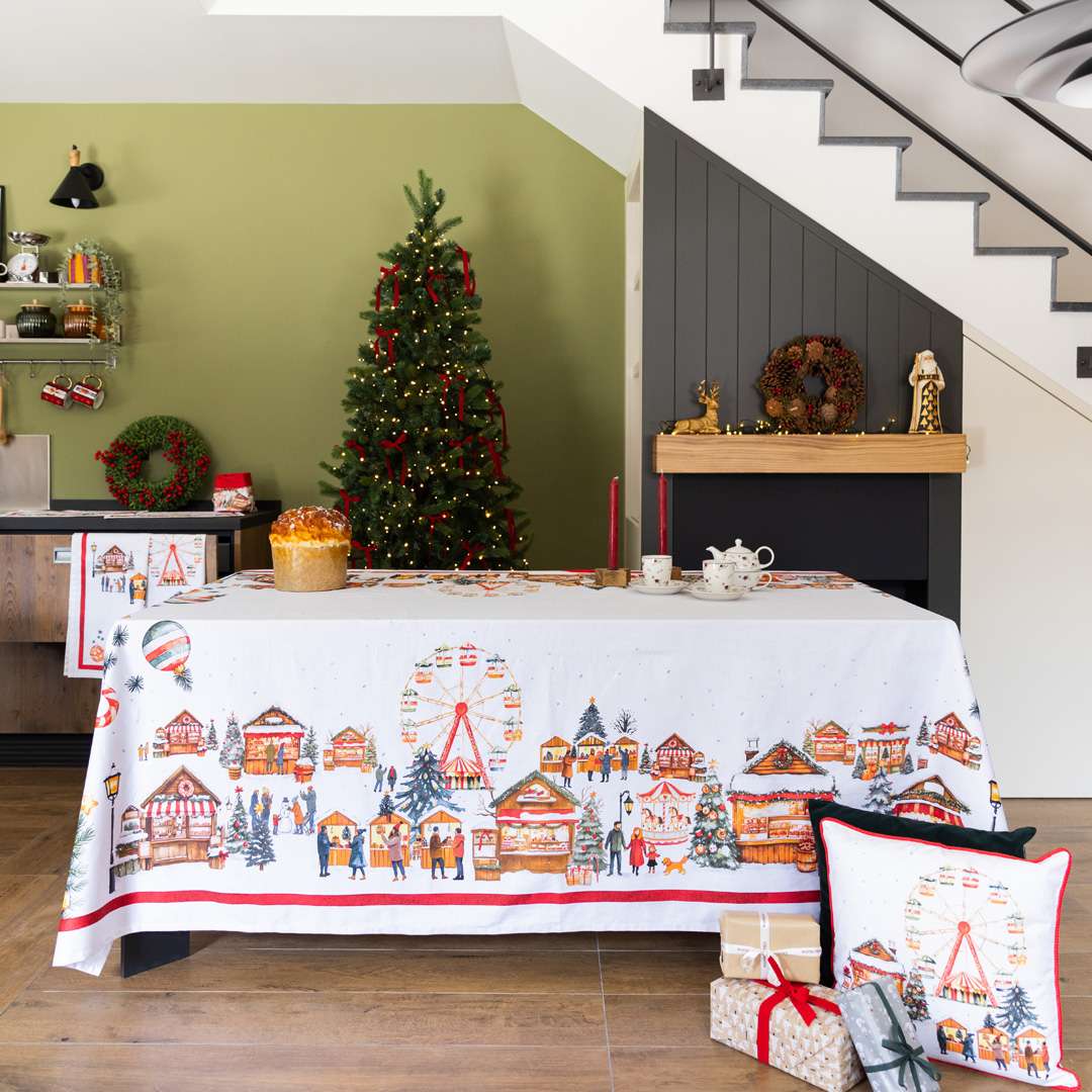 Immagine principale di Tovaglia Rettangolare Xmas Village - 4 Misure | Olivia Home