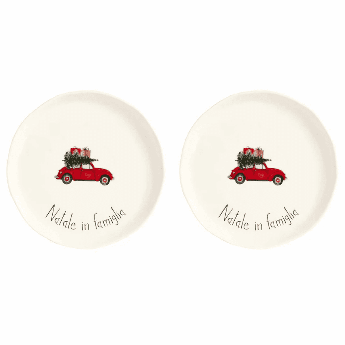 Immagine del prodotto Set 2 Piatti Dessert Natale in Famiglia diam 21 cm | Simple Day