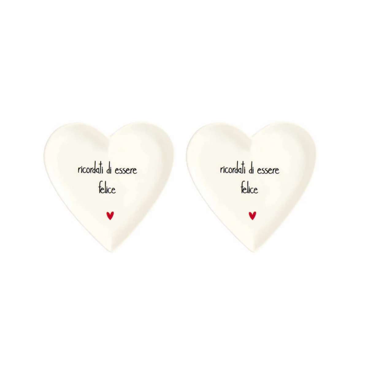 Immagine del prodotto Set 2 Piatti Cuore Ricordati di Essere Felice diam 12 cm | Simple Day